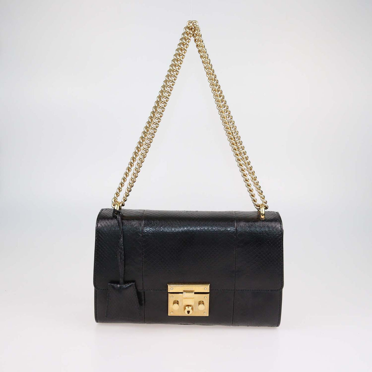 Gucci Black Python Medium Padlock Shoulder Bag