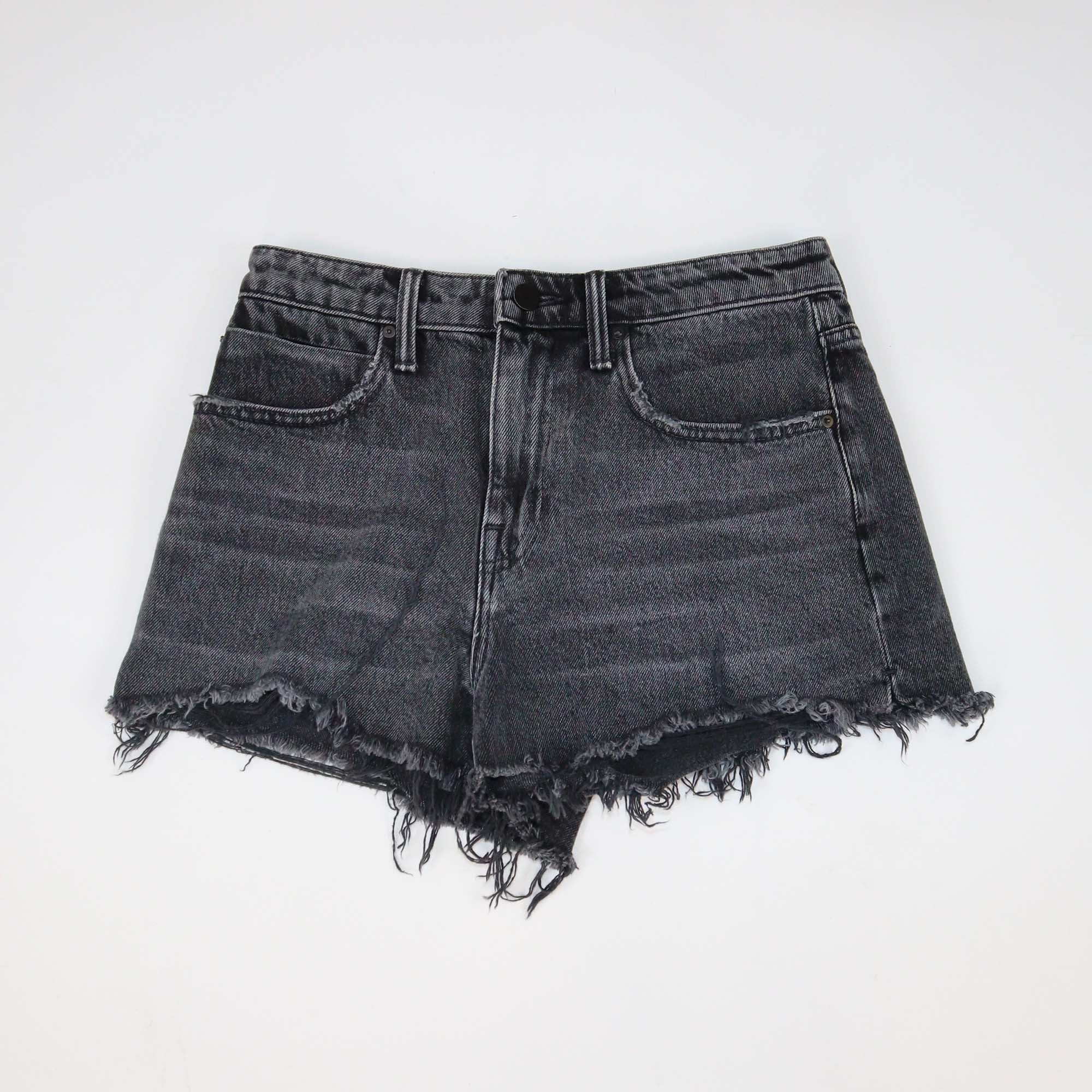 Denim x Alexander Wang Charcoal Grey Denim Distressed Mini Short