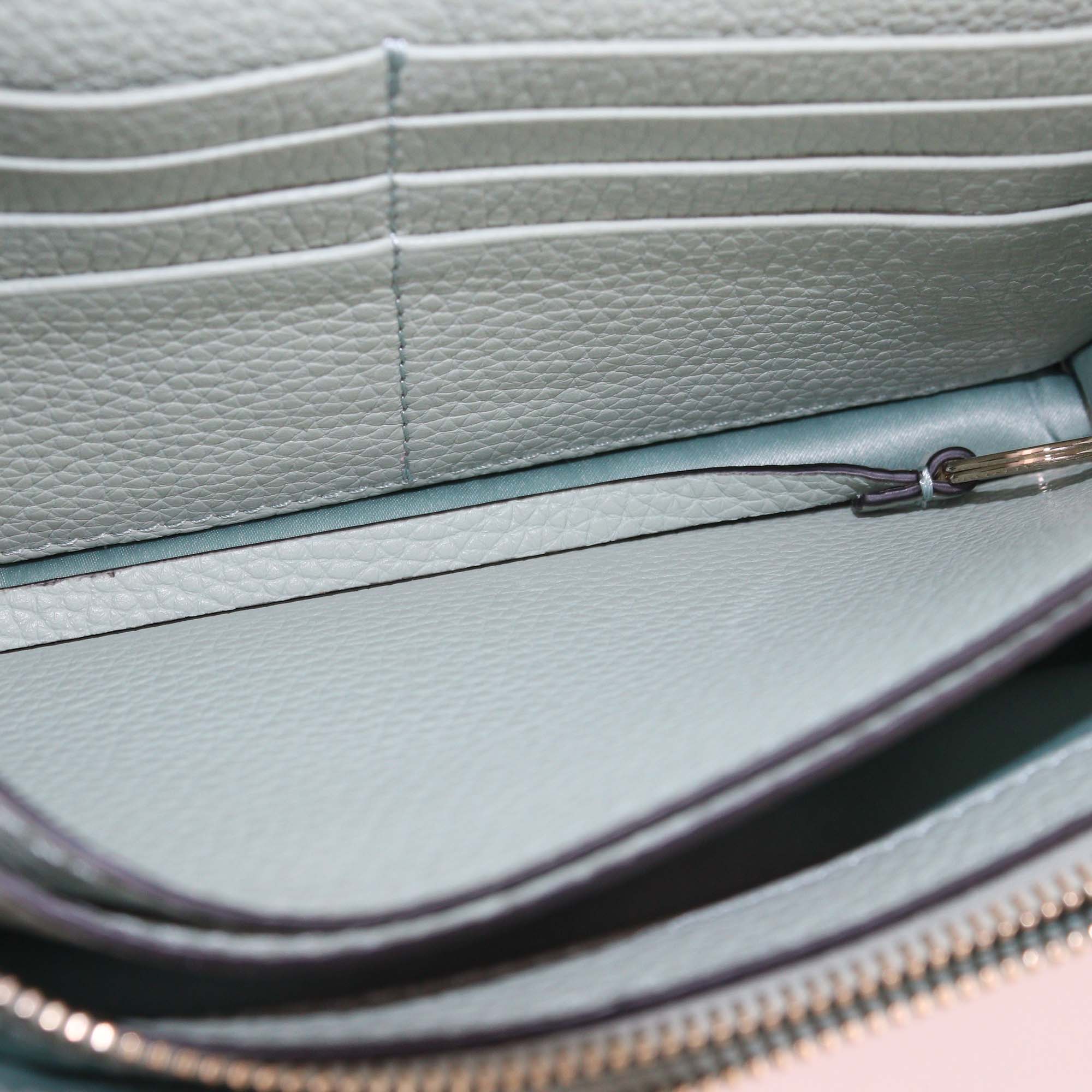 Valentino Pale Green Leather Rockstud Flap Chain Clutch
