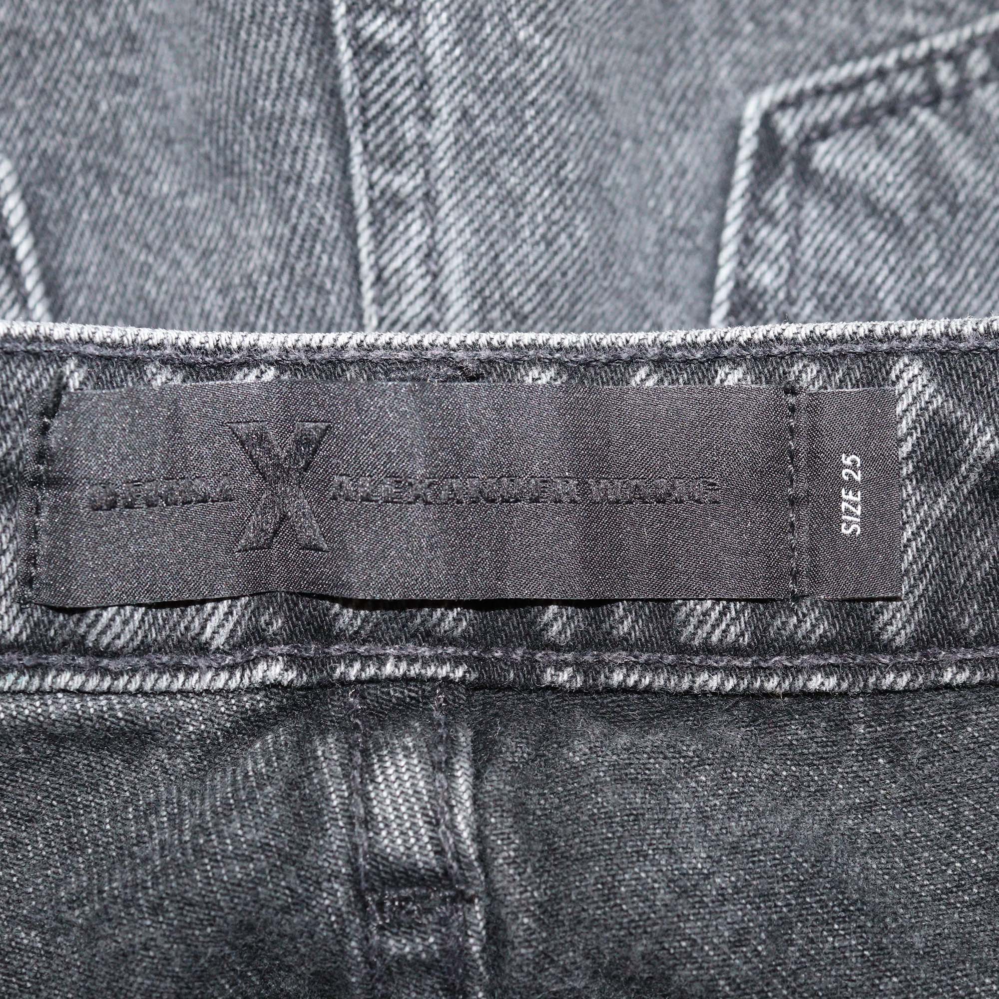 Denim x Alexander Wang Charcoal Grey Denim Distressed Mini Short