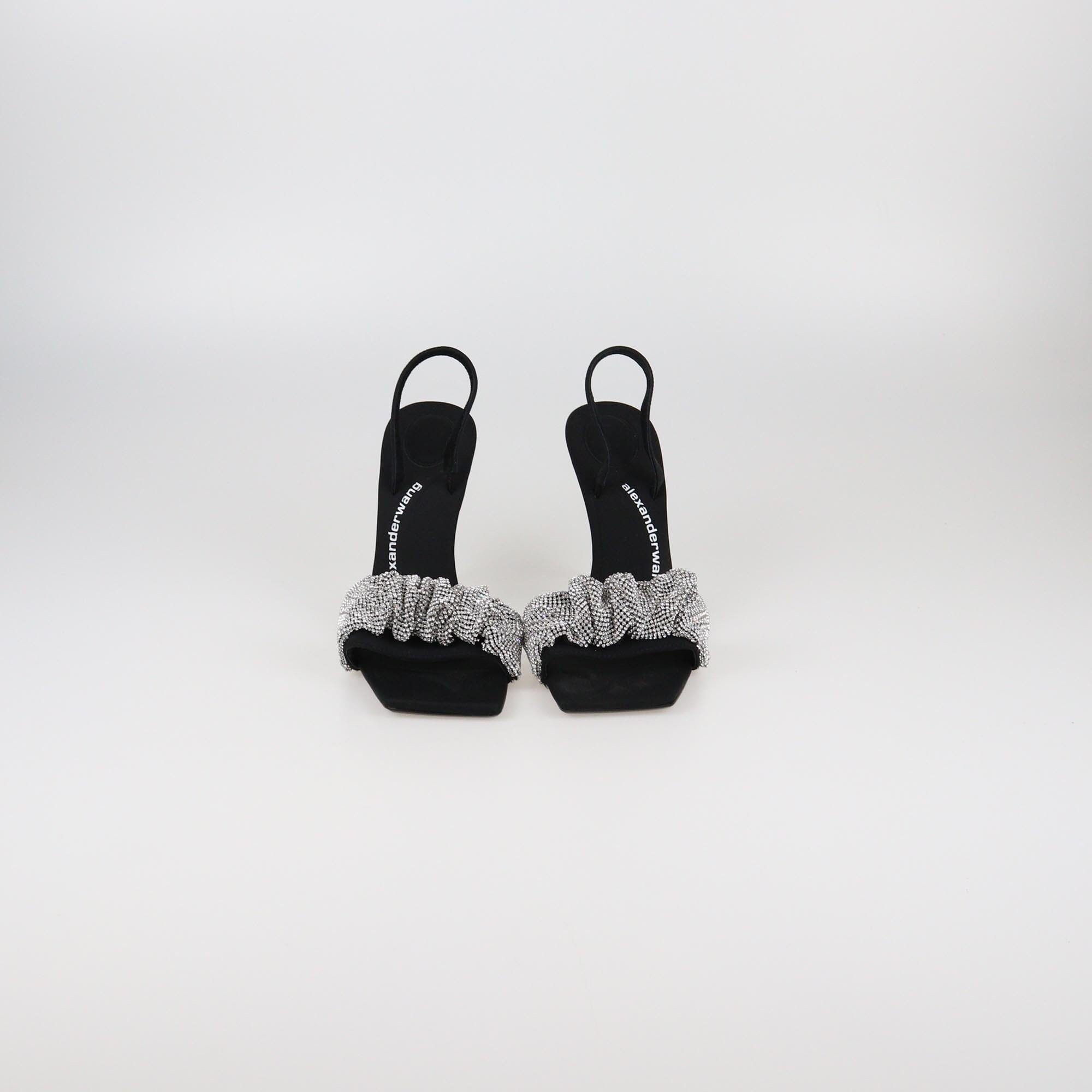 Alexander Wang Black Julie Crystal Scrunchie Sandals Womens Alexander Wang