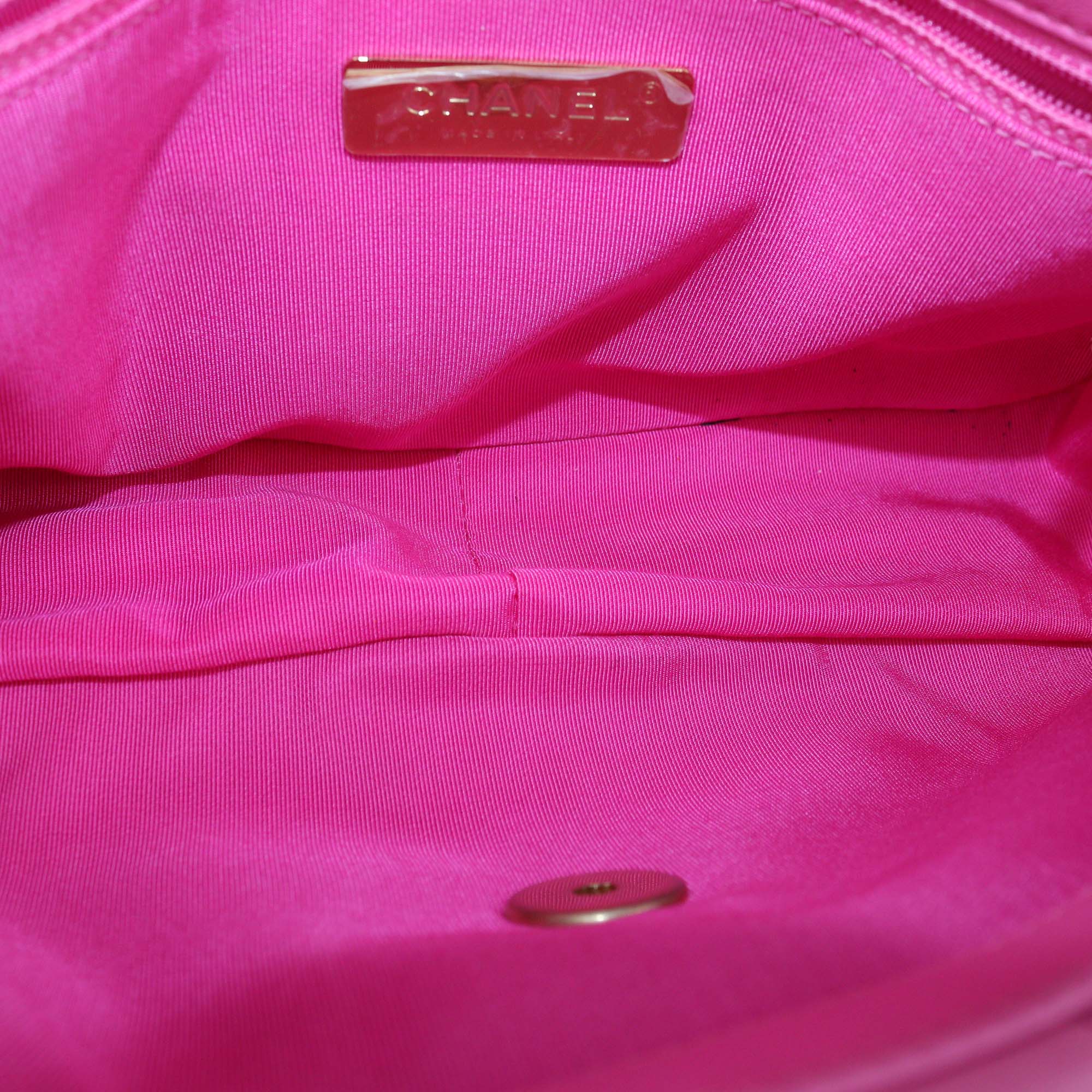 Chanel Pink Quilted Leather Medium 19 Flap Top Handle Bag
