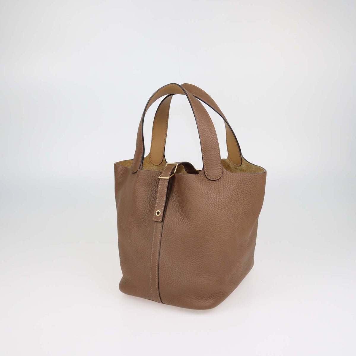 Hermes Brown Clemence Leather Picotin Lock 22 Bag