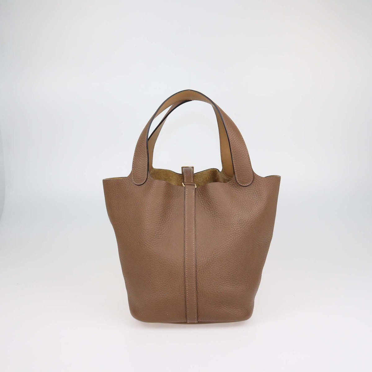 Hermes Brown Clemence Leather Picotin Lock 22 Bag
