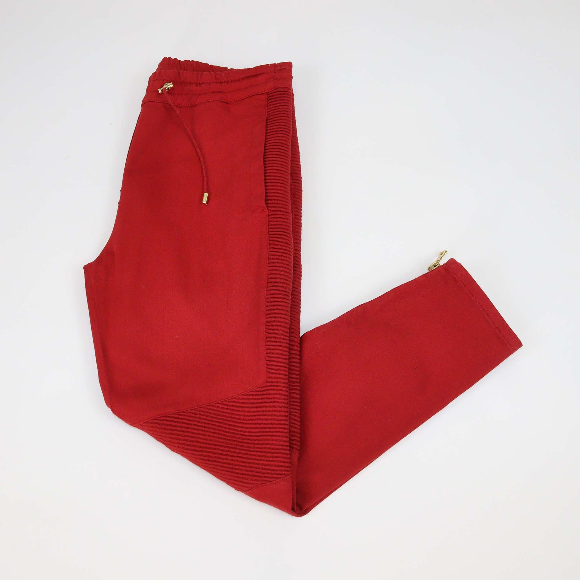 Balmain Red Cotton Drawstring Track Pants