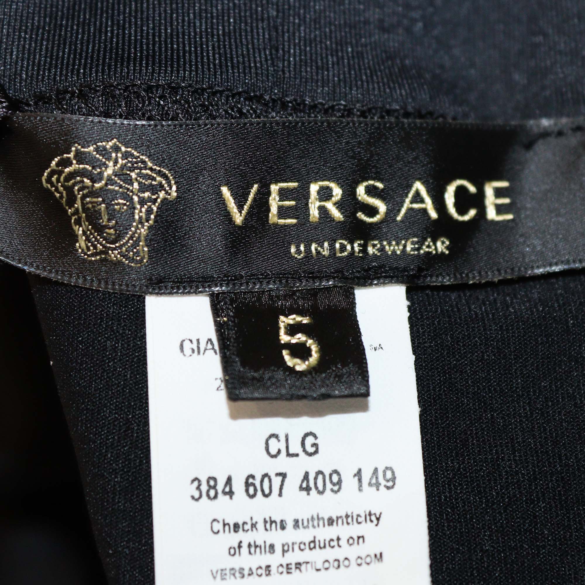 Versace Black Polyamide Greca Border Waistband Trunks