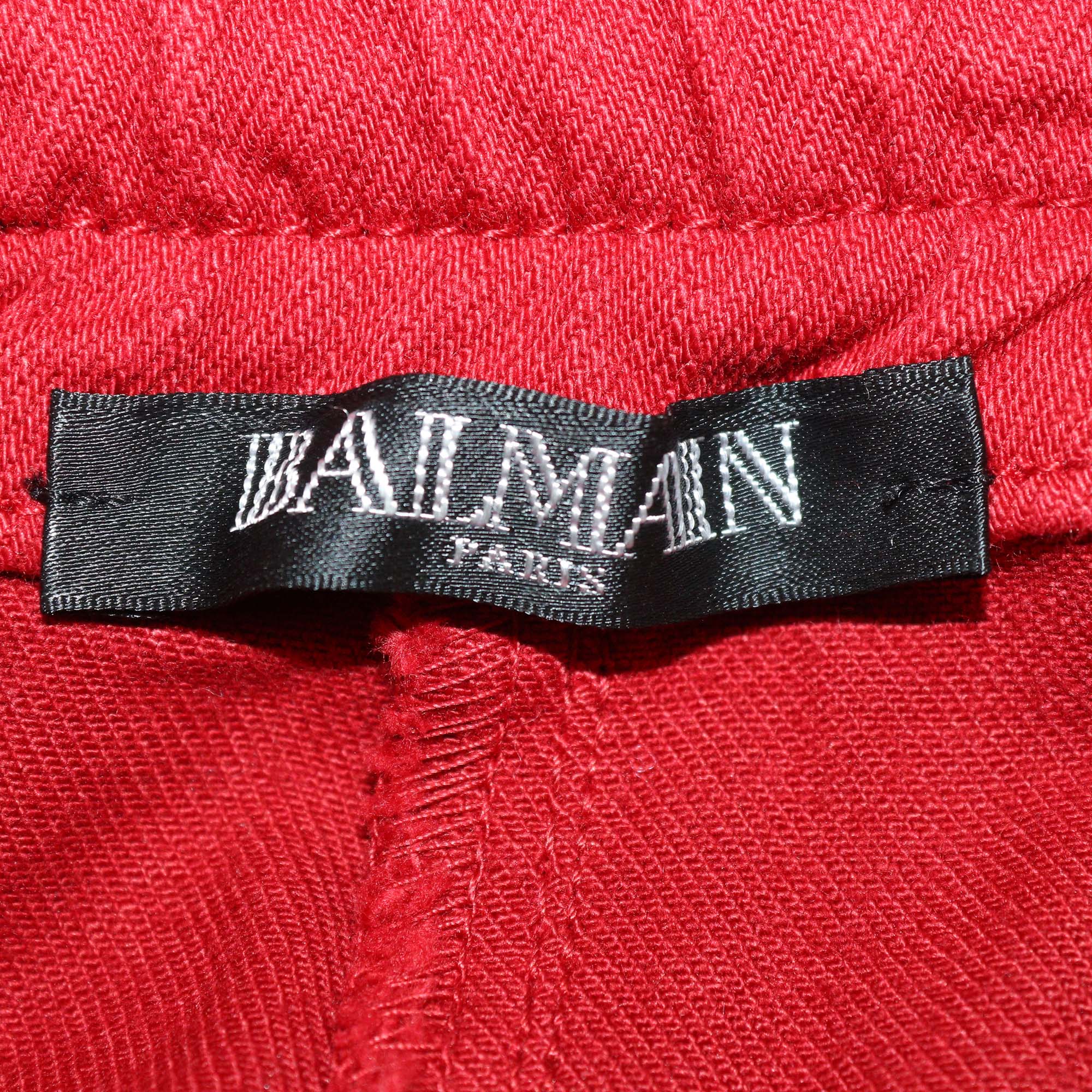Balmain Red Cotton Drawstring Track Pants