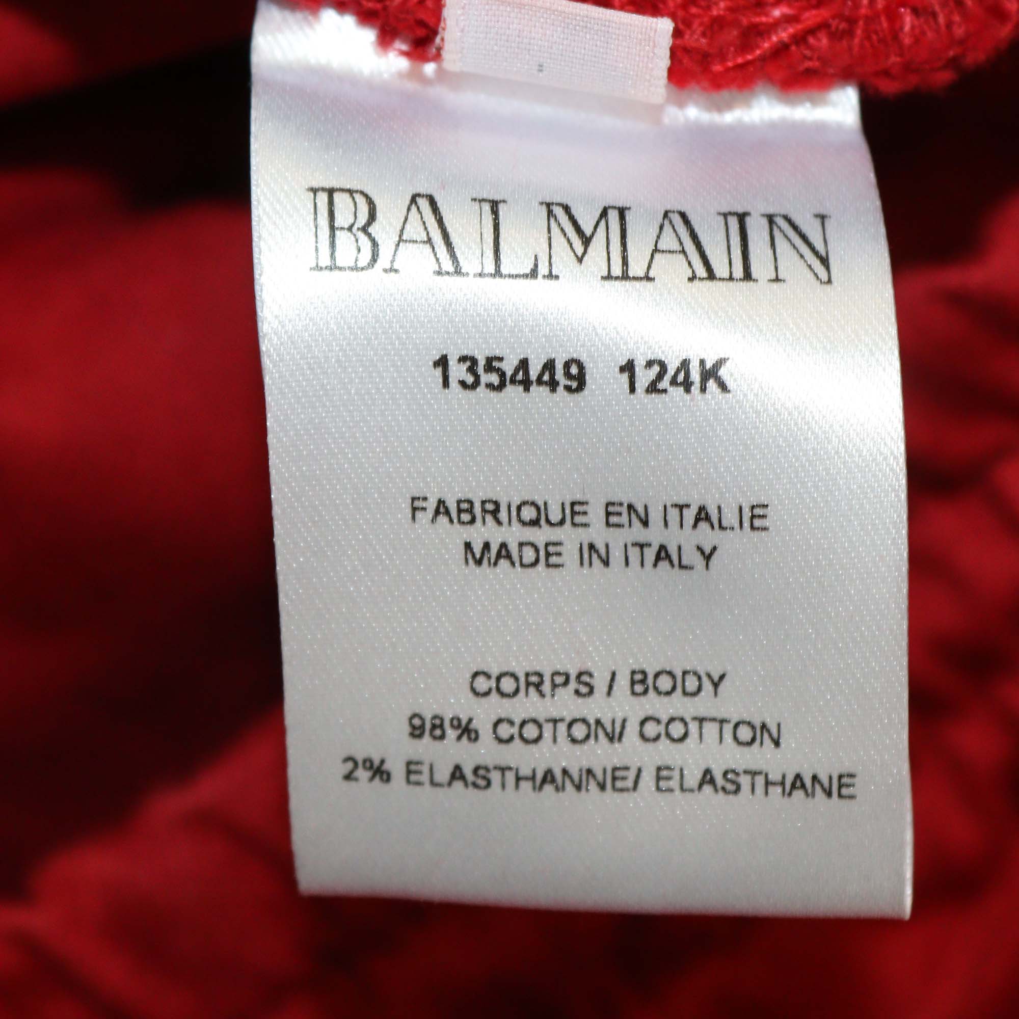 Balmain Red Cotton Drawstring Track Pants