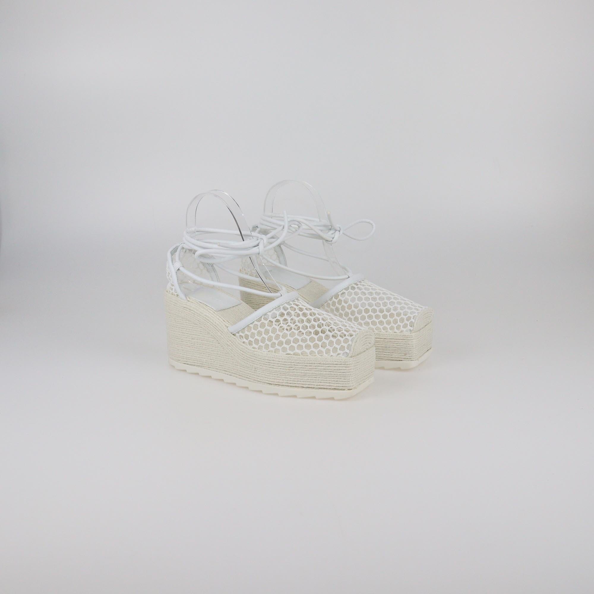 Bottega Veneta White Wedge Espadrilles Womens Bottega Veneta