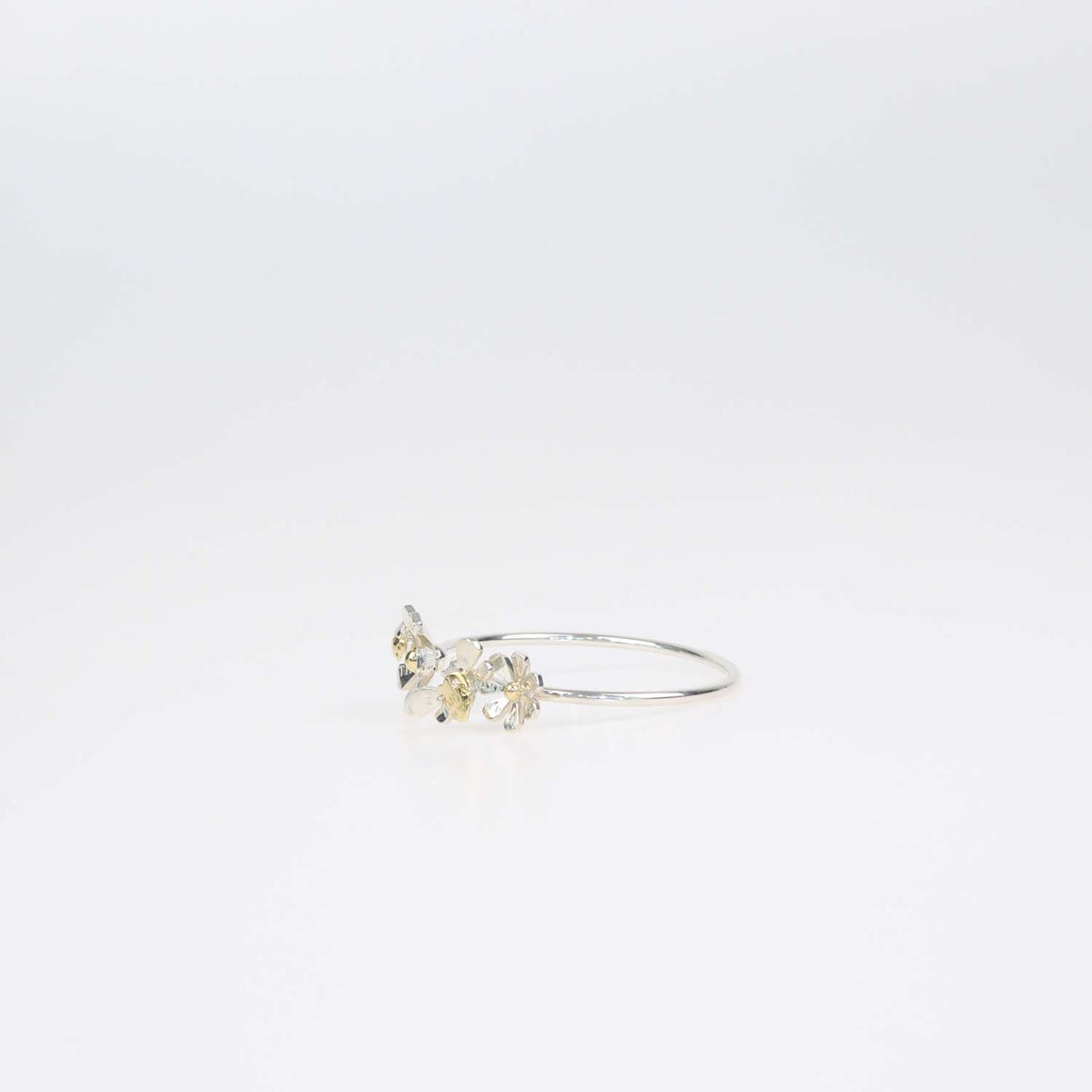 Tiffany & Co. Please Return To Tiffany & Co. Sterling Silver 18K Yellow Gold Ladybug Flower Bangle Bracelet