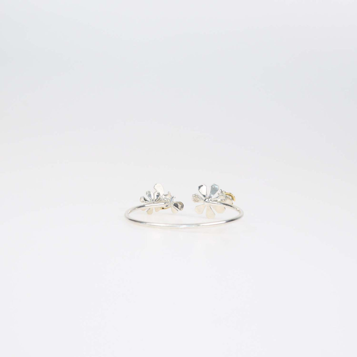 Tiffany & Co. Please Return To Tiffany & Co. Sterling Silver 18K Yellow Gold Ladybug Flower Bangle Bracelet