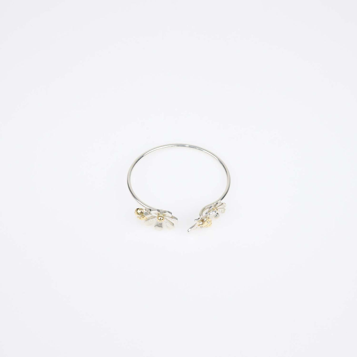Tiffany & Co. Please Return To Tiffany & Co. Sterling Silver 18K Yellow Gold Ladybug Flower Bangle Bracelet