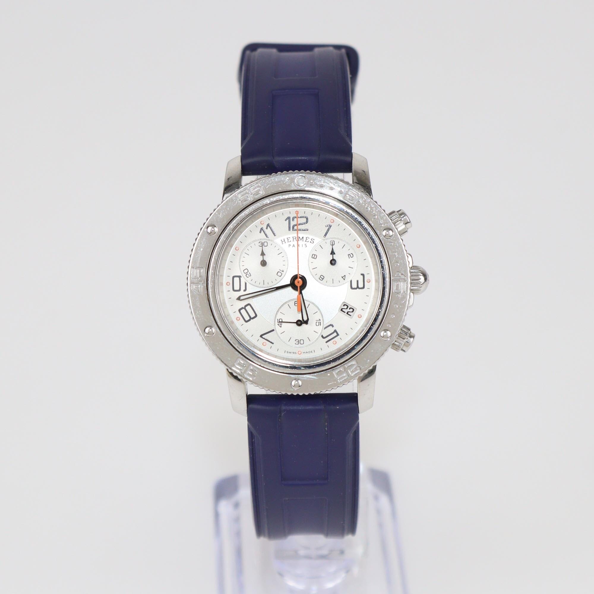 Hermer Silver Dial Stainless Steel Rubber Clipper W039387WW00 Unisex Watch 36 mm Womens Hermes