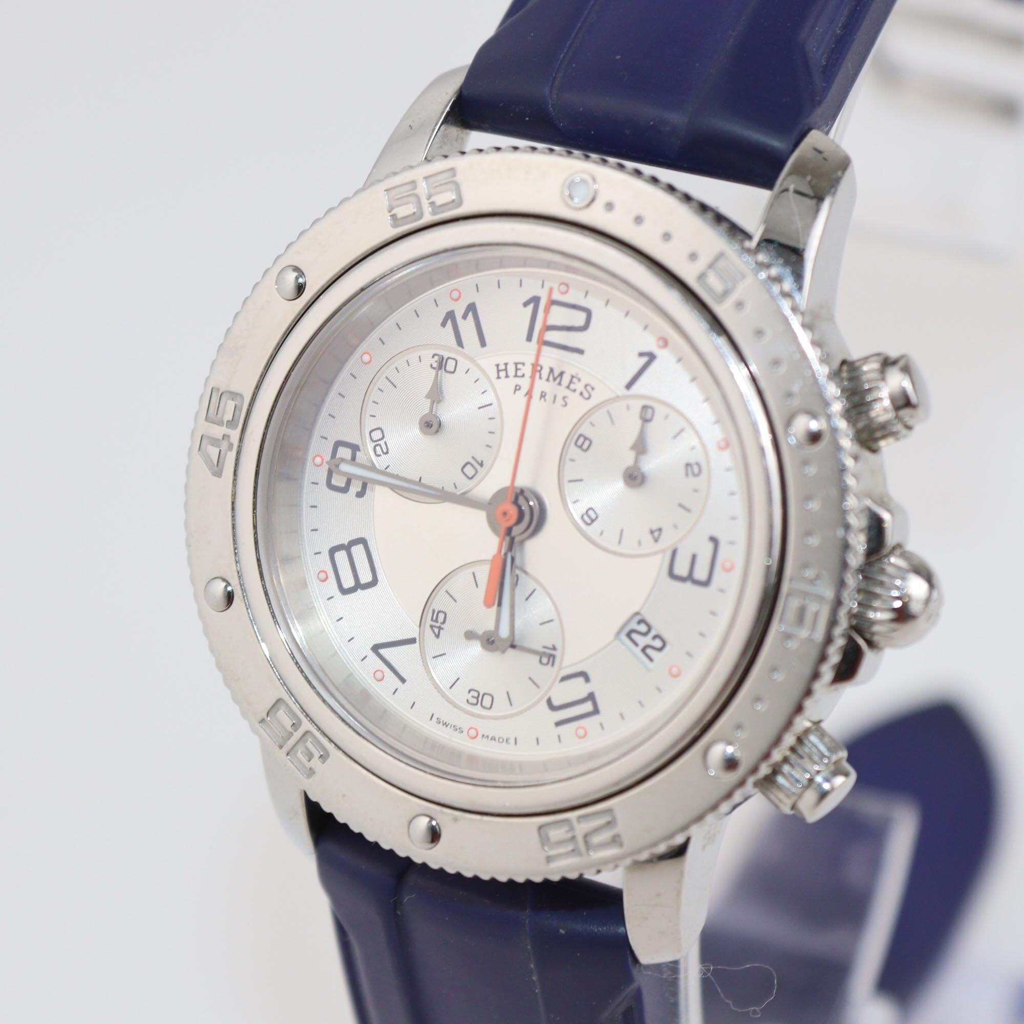 Hermer Silver Dial Stainless Steel Rubber Clipper W039387WW00 Unisex Watch 36 mm Womens Hermes
