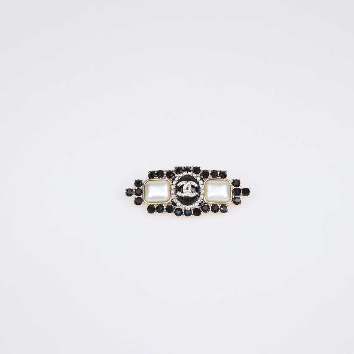 Chanel Gold Tone Pearl and Crystal Pin Brooch