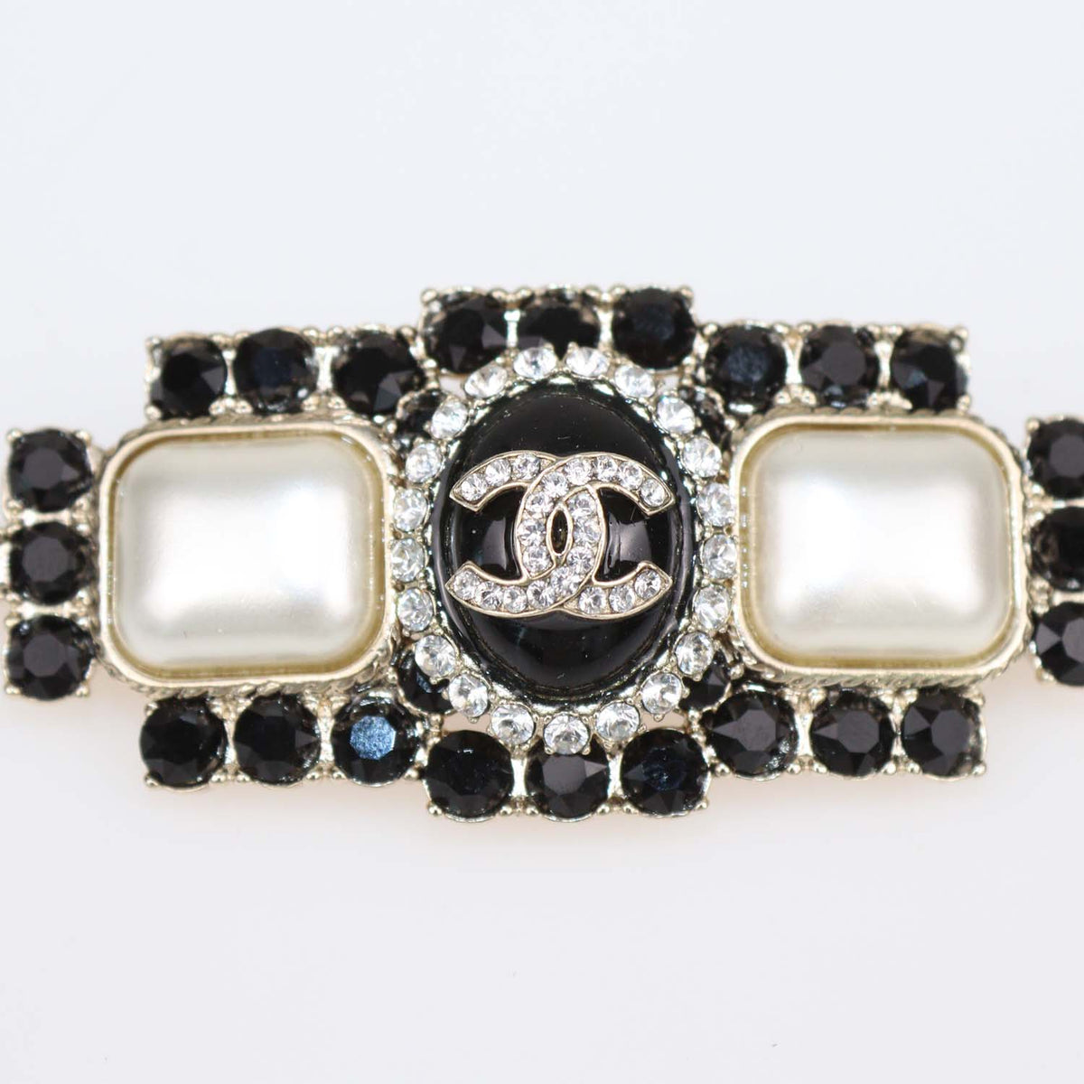 Chanel Gold Tone Pearl and Crystal Pin Brooch