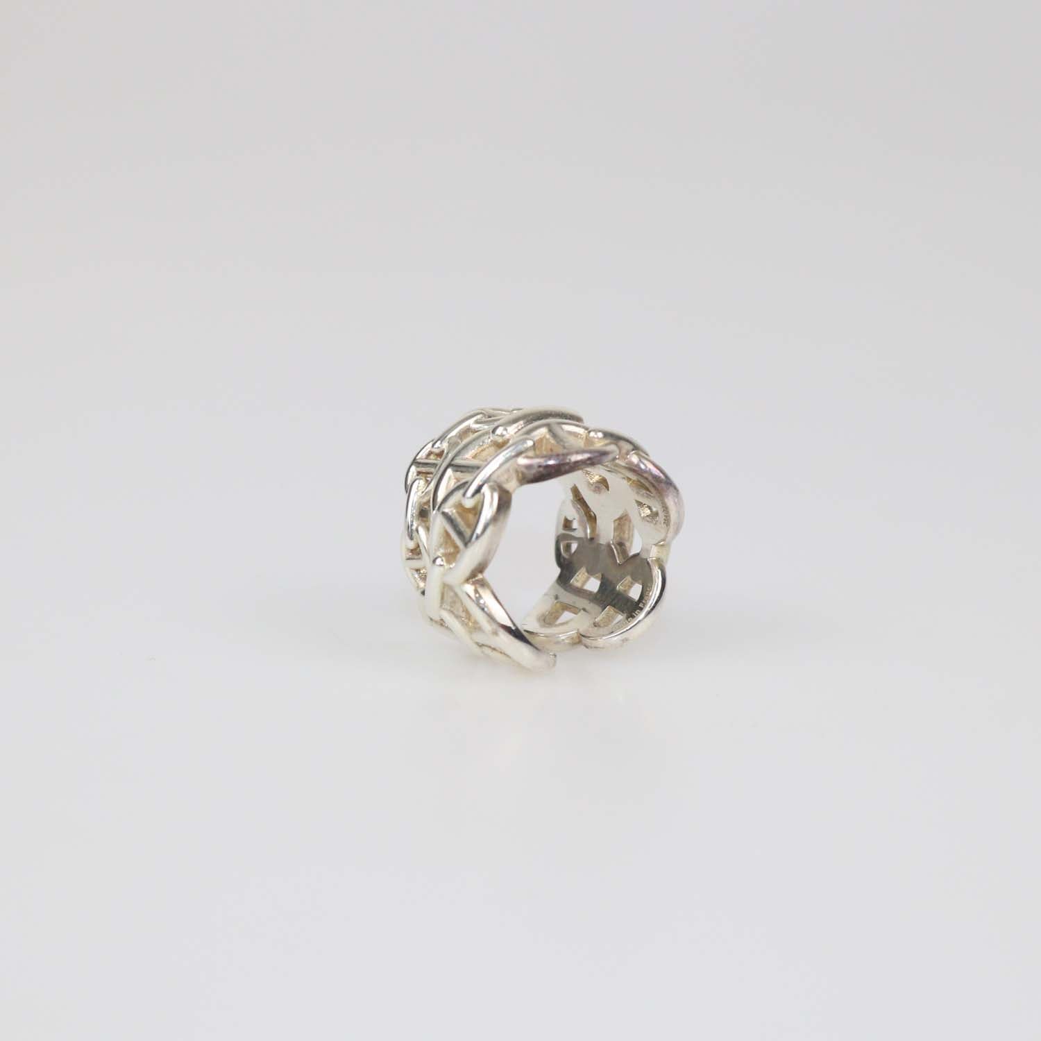 Hermes Silver Sterling Chaine D'Ancre Enchainee Ring Size 54