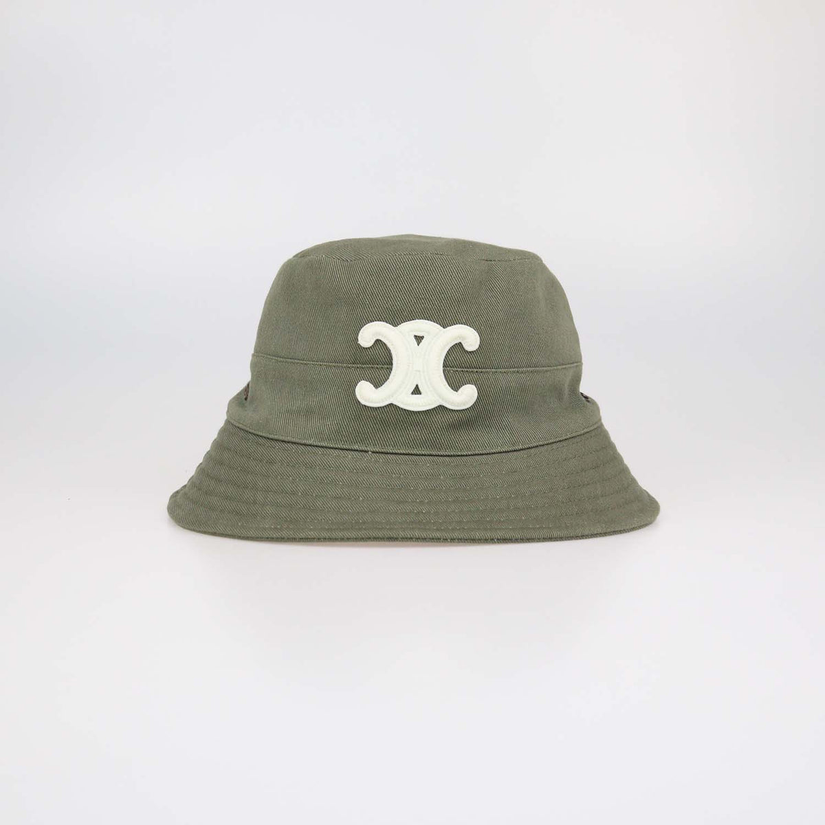 Celine Green Cotton Triomphe Embroidered Bucket Hat