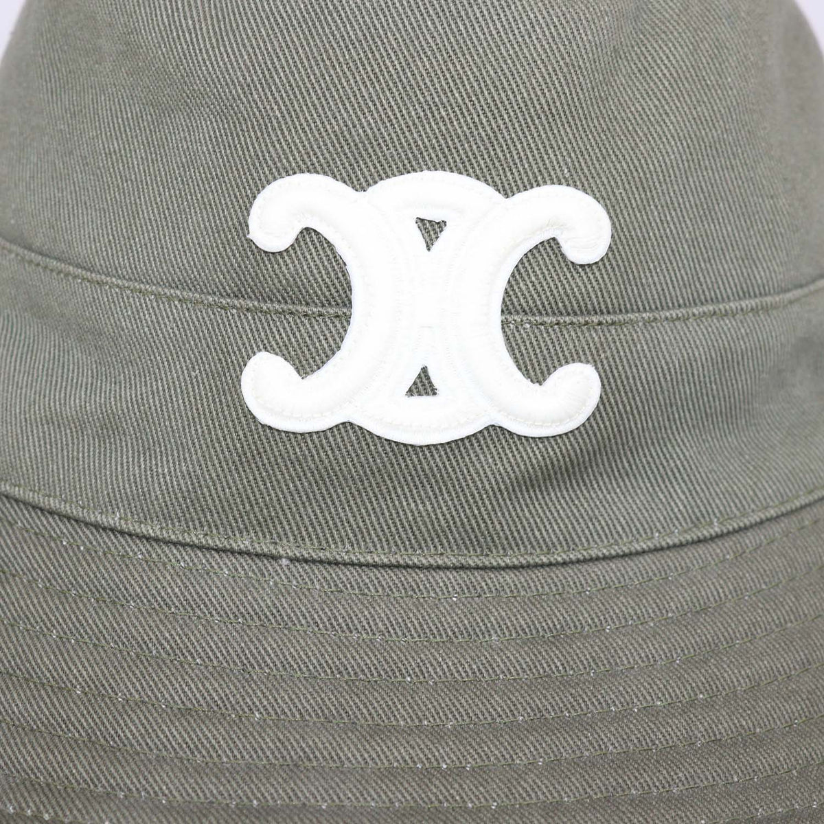 Celine Green Cotton Triomphe Embroidered Bucket Hat