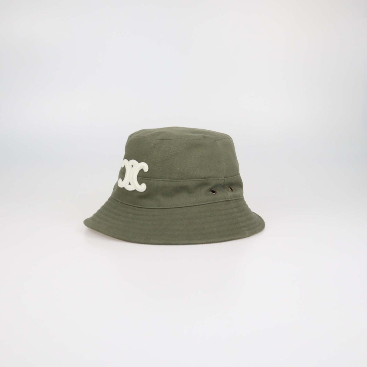 Celine Green Cotton Triomphe Embroidered Bucket Hat