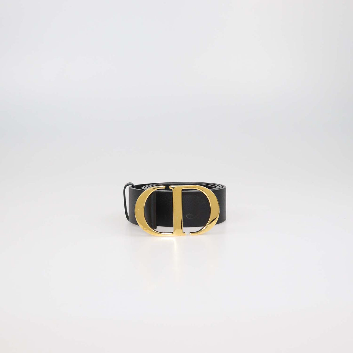 Christian Dior Black Leather 30 Montaigne Belt
