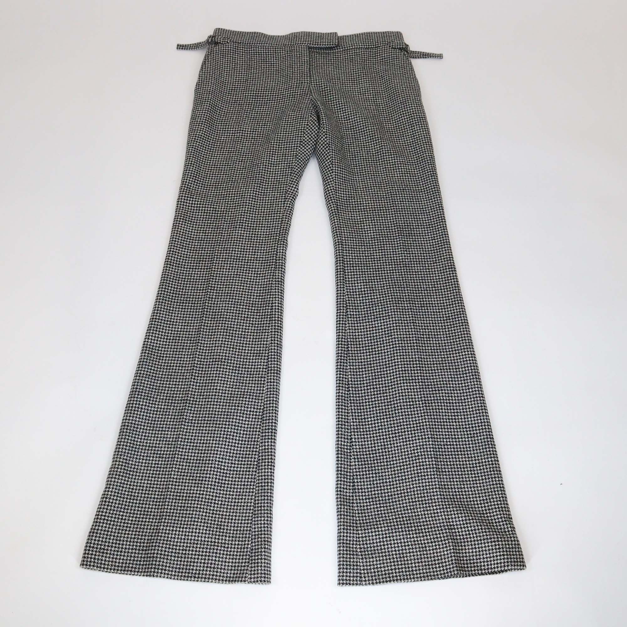Tom Ford Black/White Wool Blended Checkered Straight Leg Pants