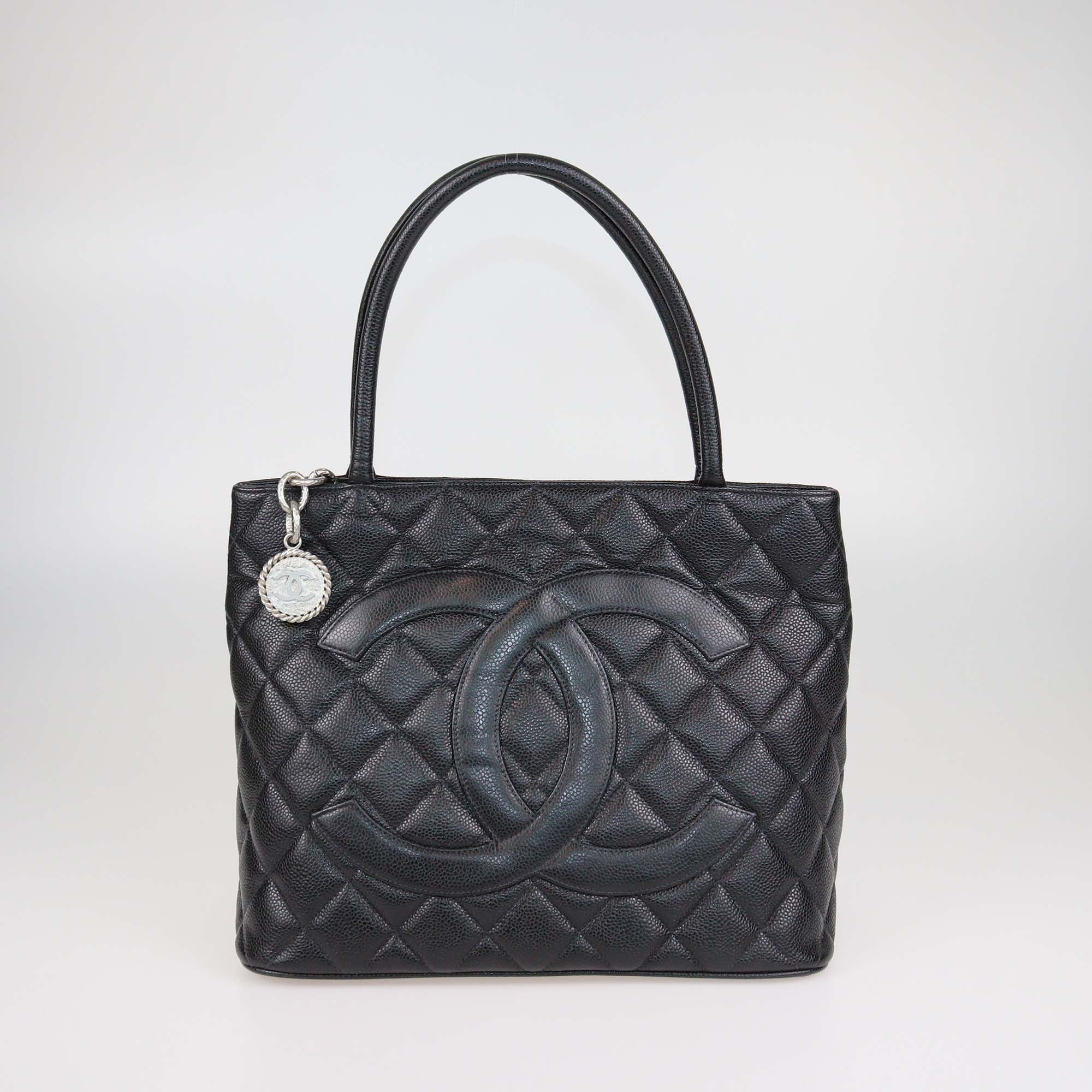 Chanel Black Caviar Leather Medallion Tote