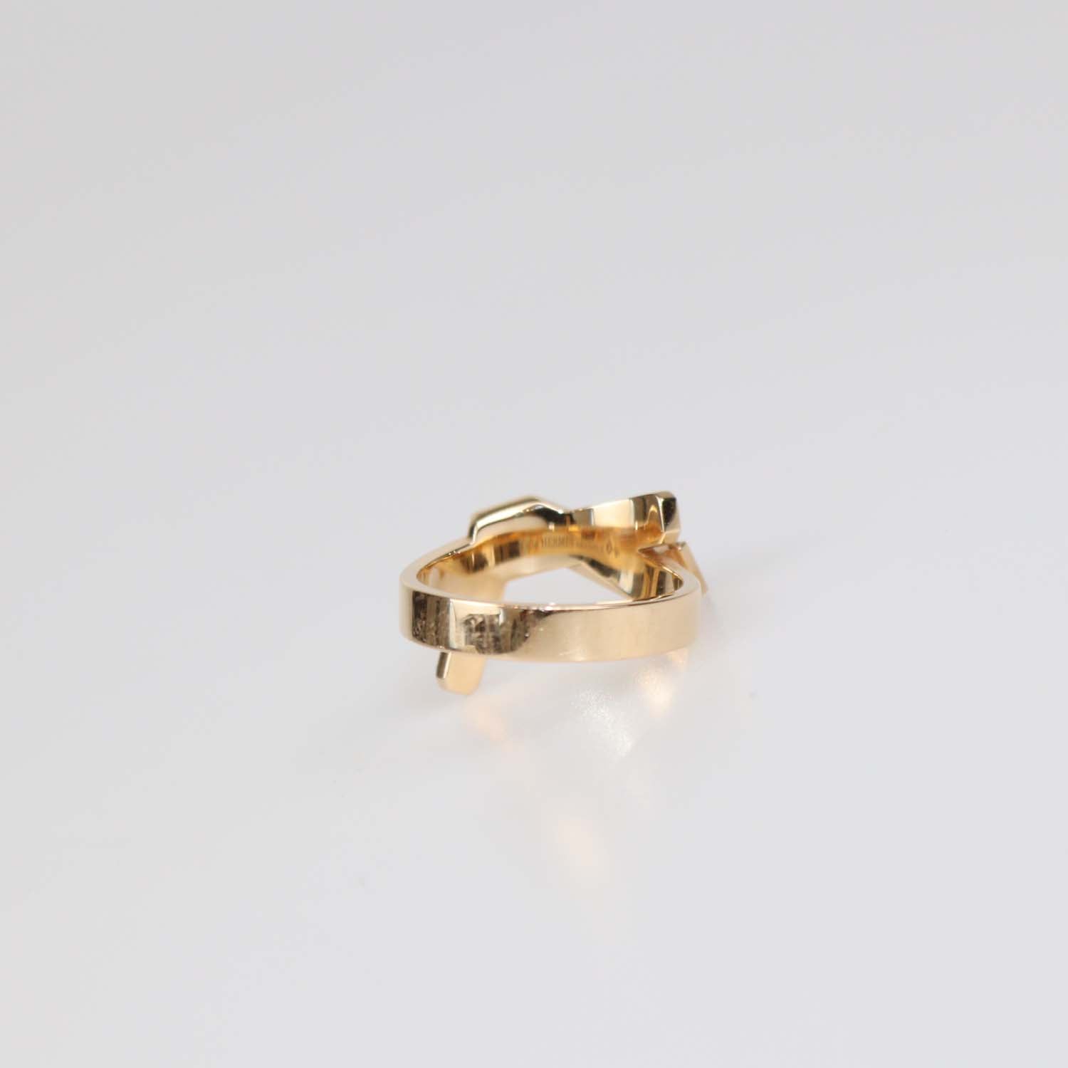Hermes 18K Rose Gold Kelly Gavroche Ring Size 55