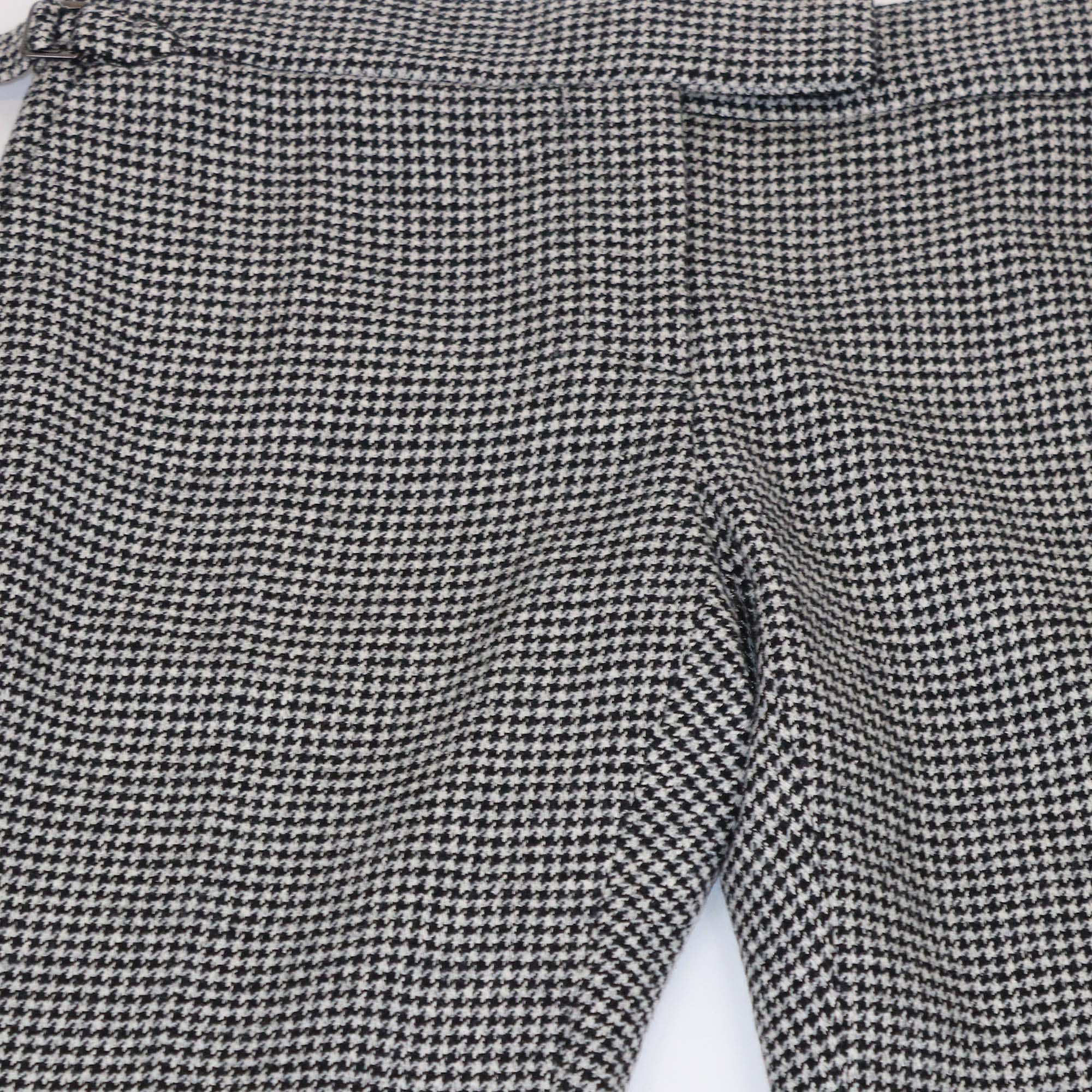 Tom Ford Black/White Wool Blended Checkered Straight Leg Pants