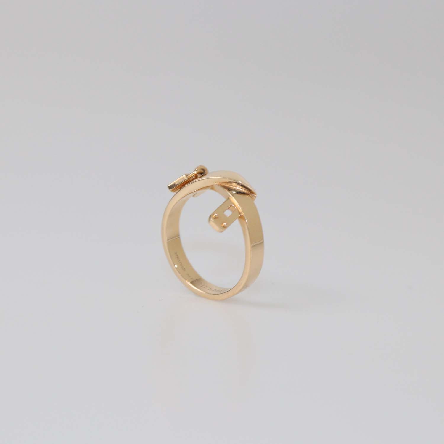 Hermes 18K Rose Gold Kelly Gavroche Ring Size 55