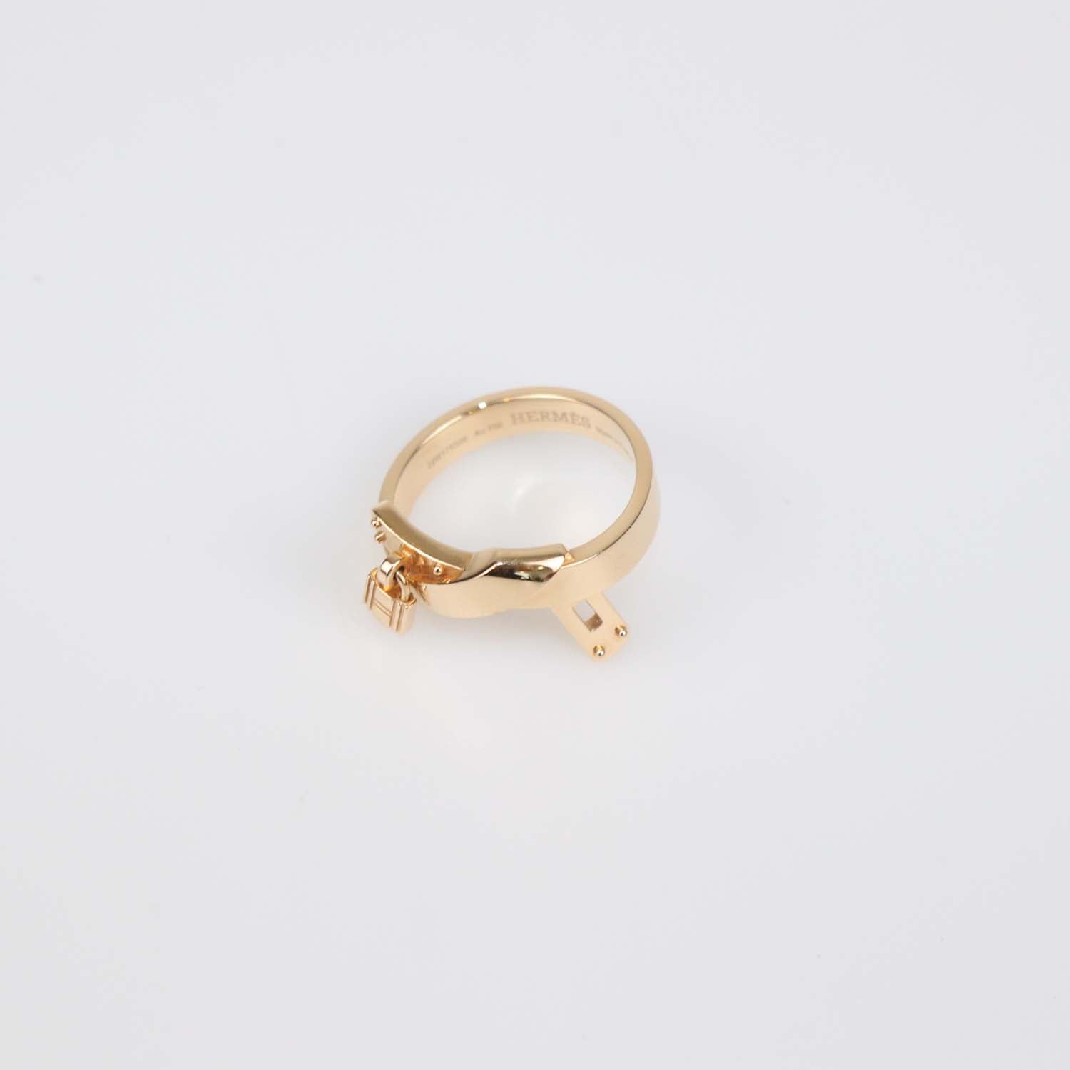 Hermes 18K Rose Gold Kelly Gavroche Ring Size 55