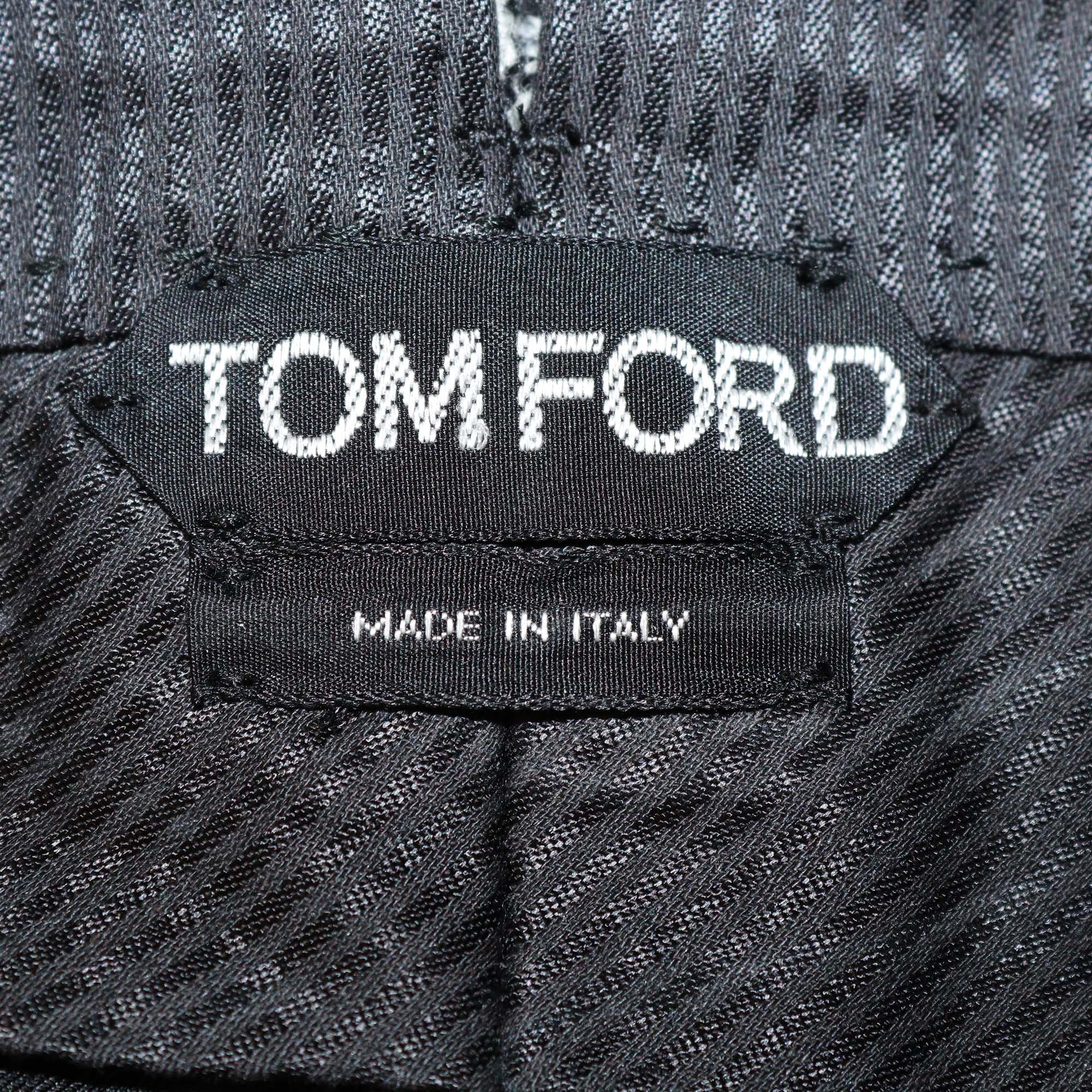 Tom Ford Black/White Wool Blended Checkered Straight Leg Pants