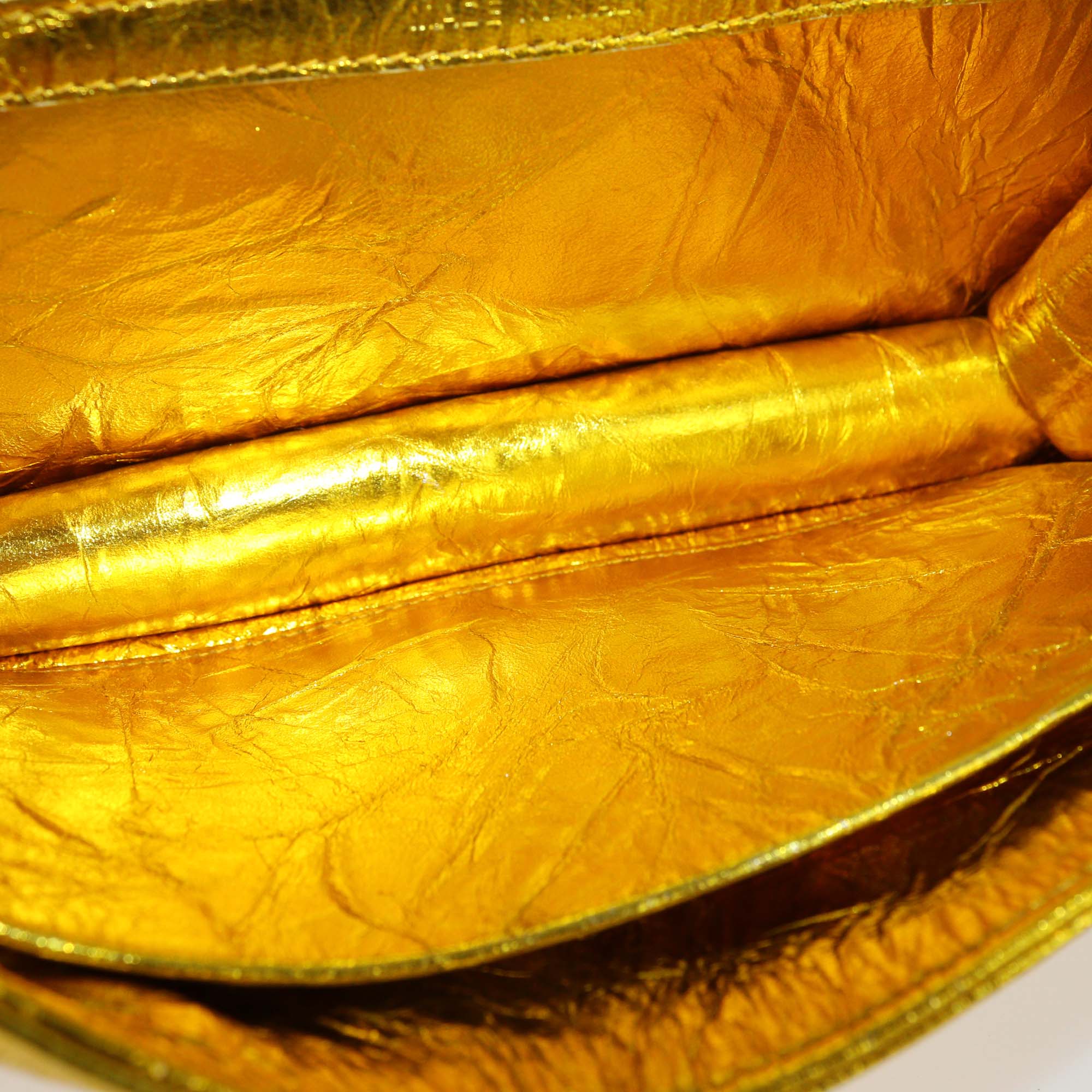 Christian Dior Metallic Gold Leather Medium Diorama Clasp Flap Bag