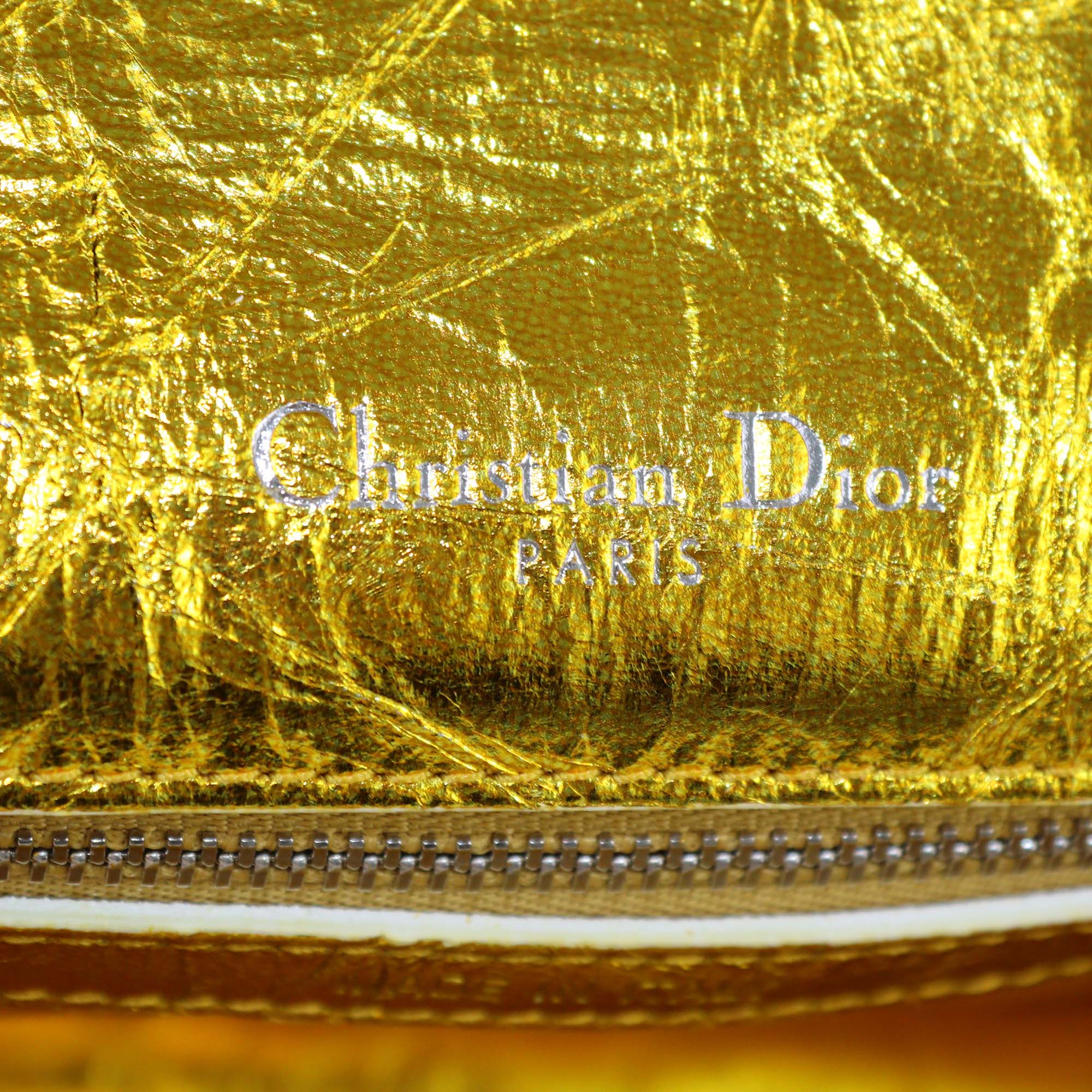 Christian Dior Metallic Gold Leather Medium Diorama Clasp Flap Bag
