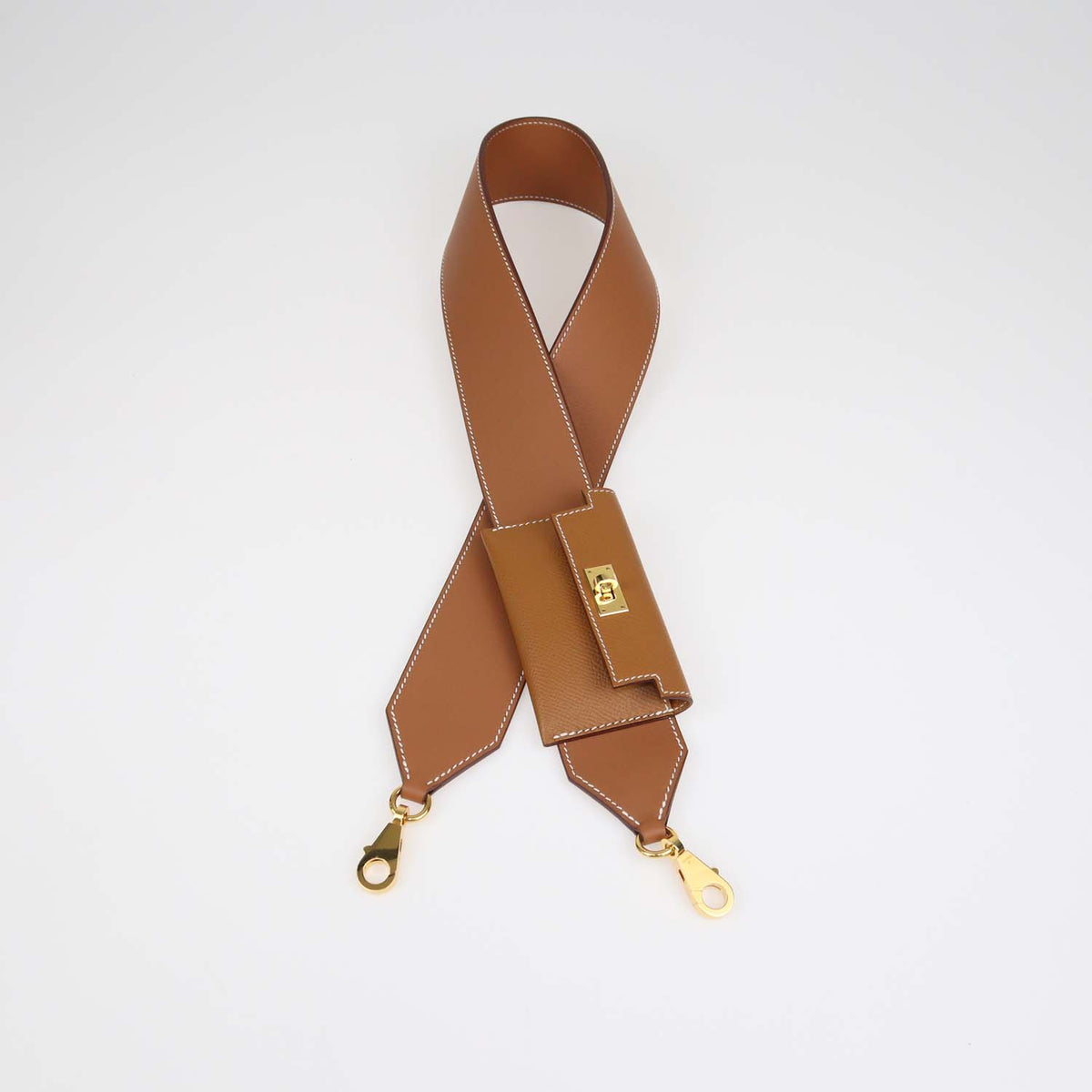 Hermes Gold Epsom and Swift Leather Kelly Pocket Bag Strap
