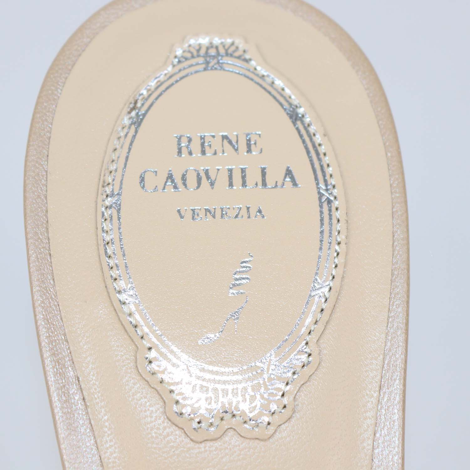 Rene Caovilla Nude Strass Satin Chandelier Mules
