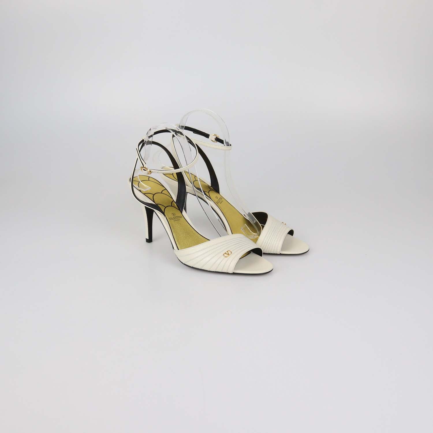 Valentino White Leather Ladycrush Sandals