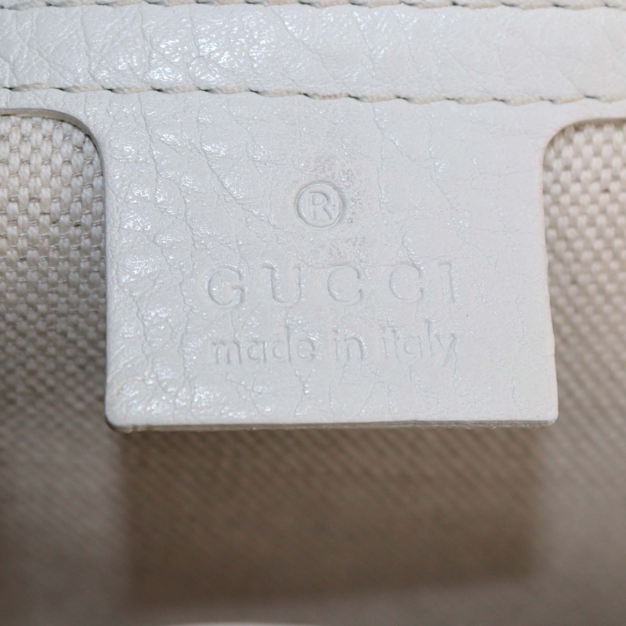Gucci Off White Leather Medium Tassel New Bamboo Top Handle Bag
