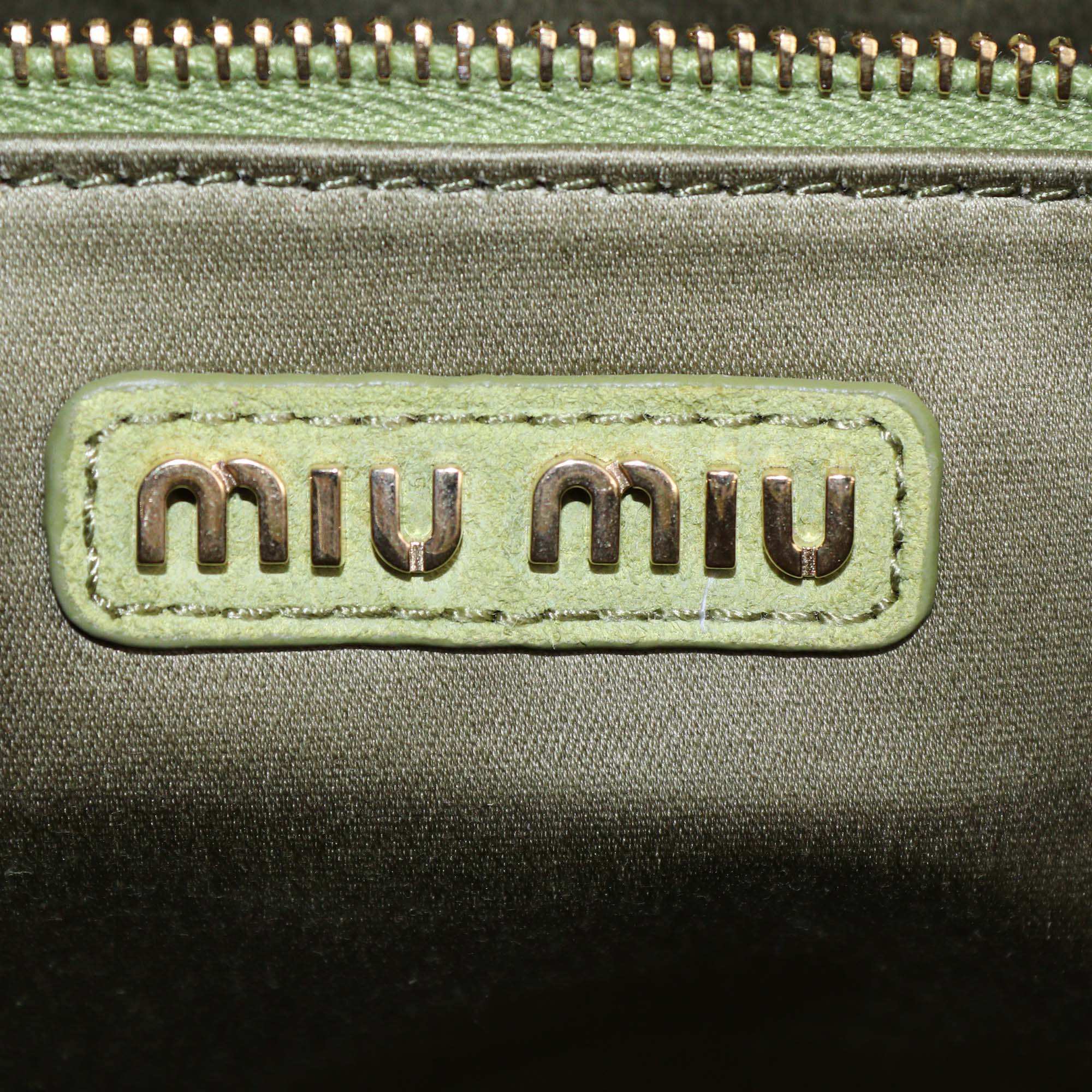 Miu Miu Apple Green Matelassé Suede Wander Large Hobo