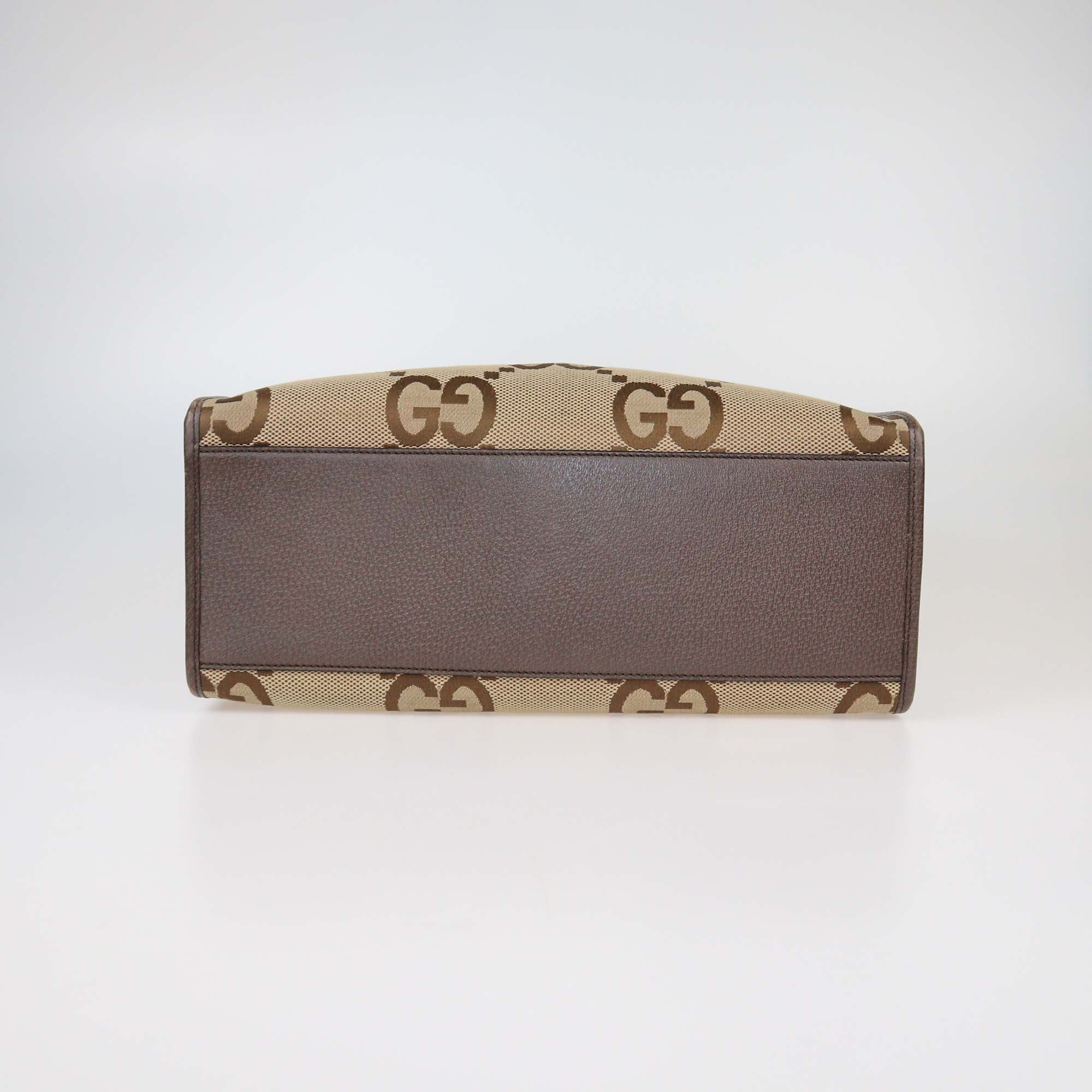 Gucci Beige/Ebony Jumbo GG Canvas and Leather Web Tote