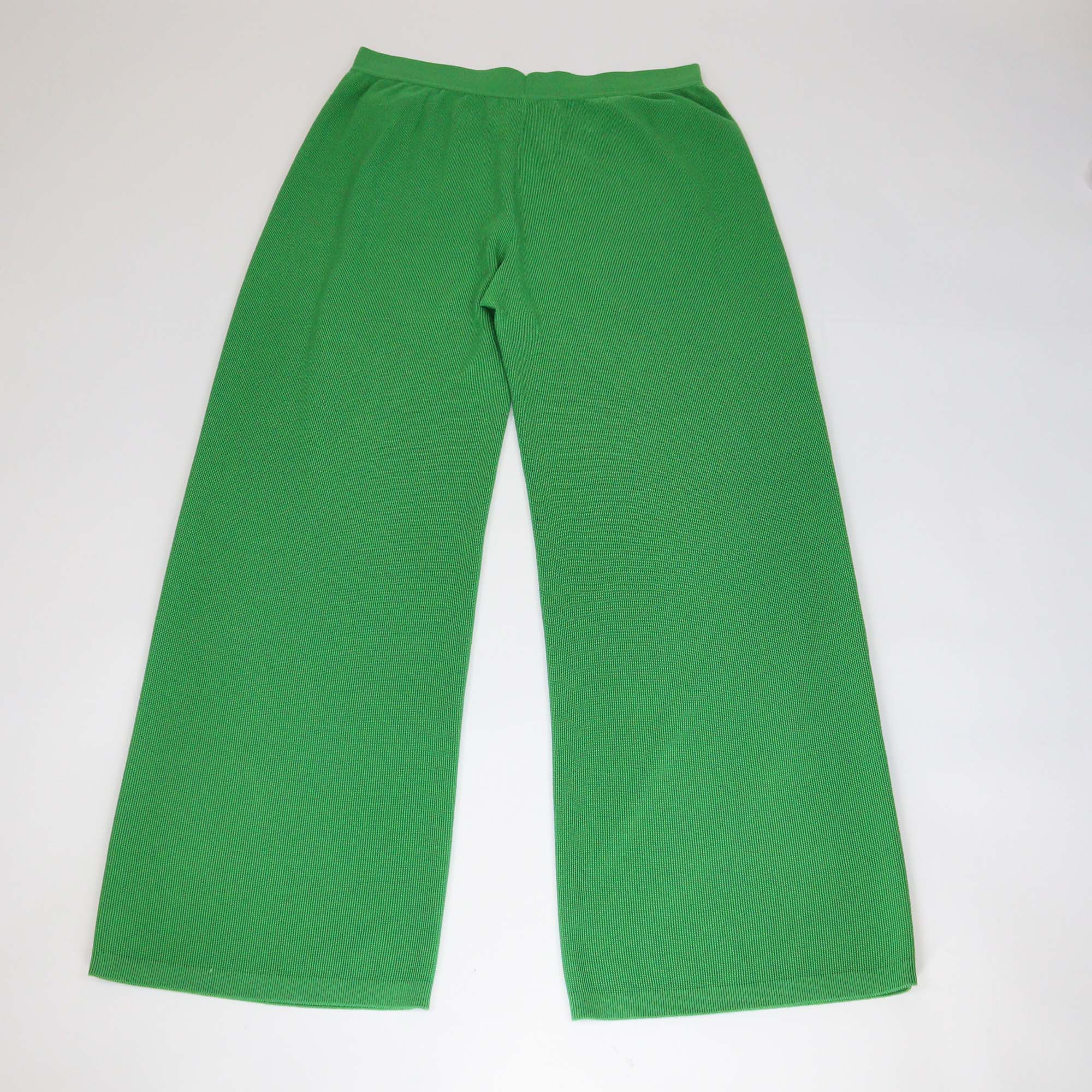 Loro Piana Green Blend Silk Knitted Wide Leg Pants