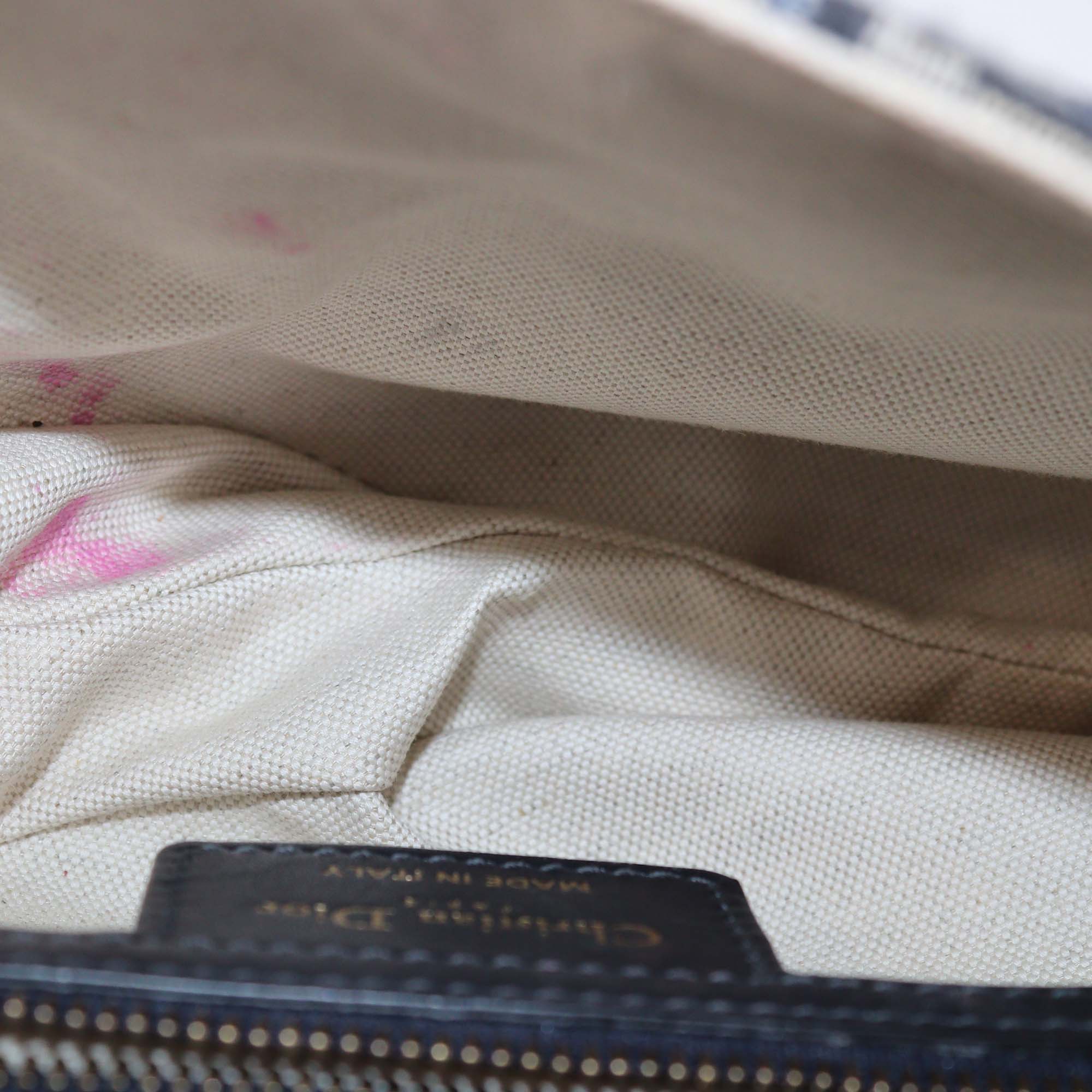 Christian Dior Navy Blue Canvas Oblique Saddle Shoulder Bag