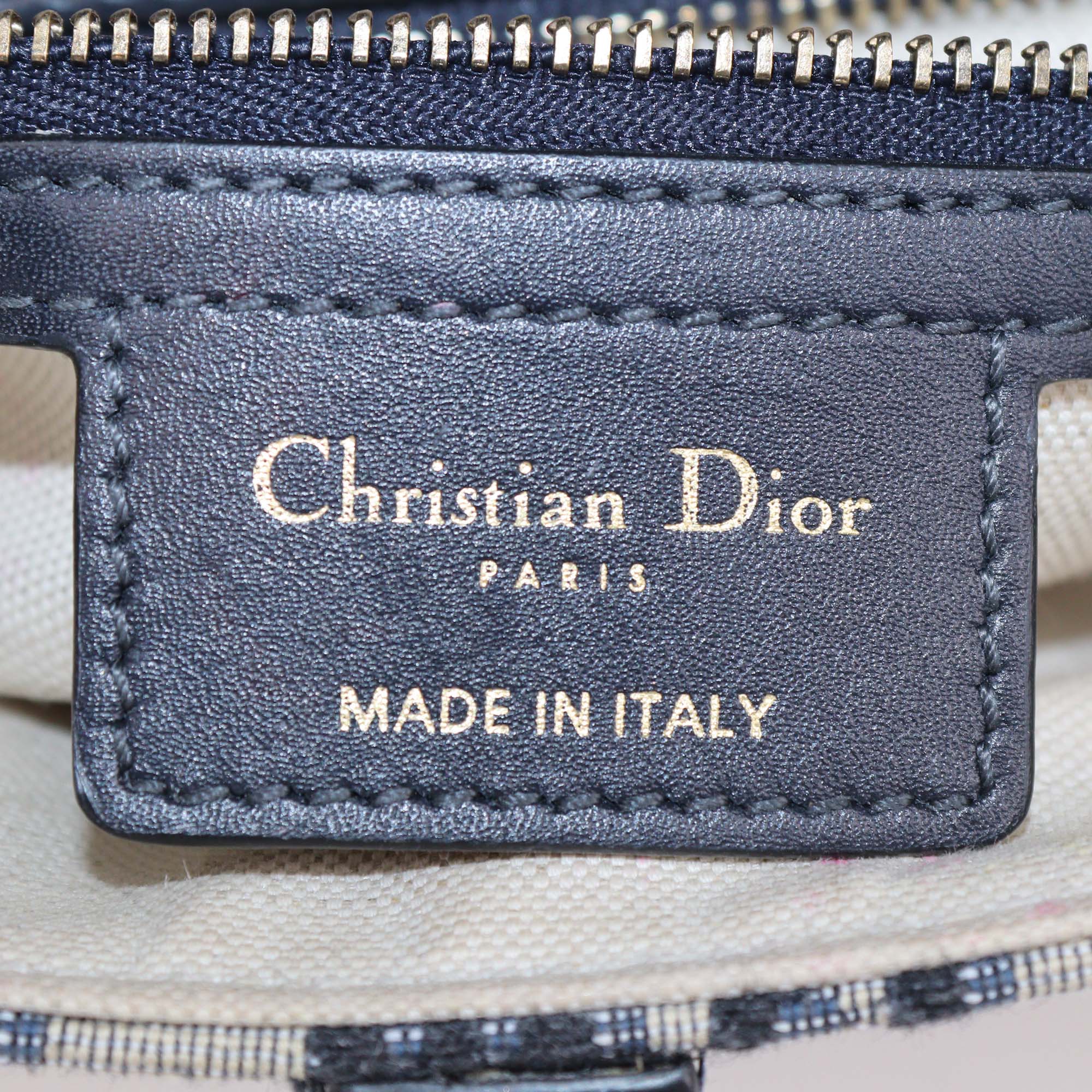 Christian Dior Navy Blue Canvas Oblique Saddle Shoulder Bag