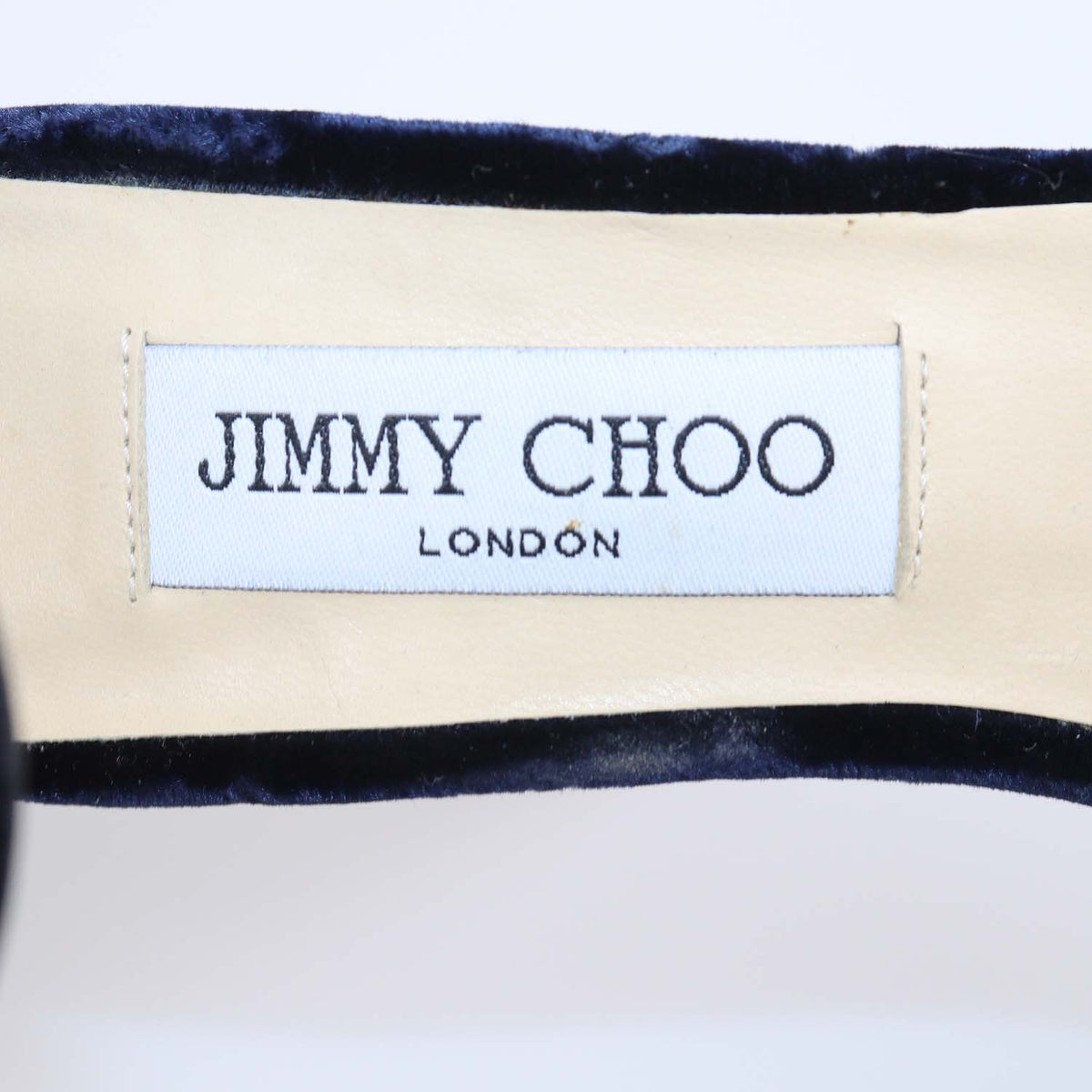 Jimmy Choo Navy Blue Velvet and Leather Ankle Strap Platform Sandals