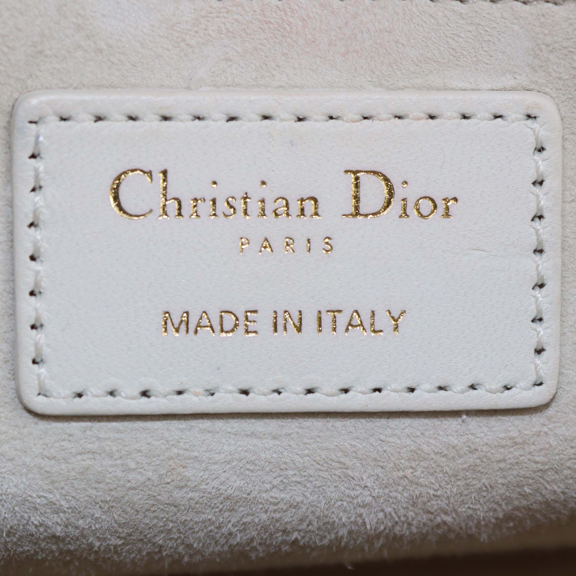 Christian Dior Off White Cannage Leather Medium Lady Dior Tote