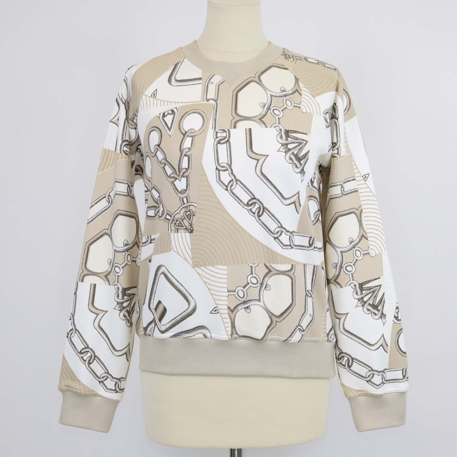 Hermes Beige Glaise Cotton Effet Kaleidoscope Sweatshirt