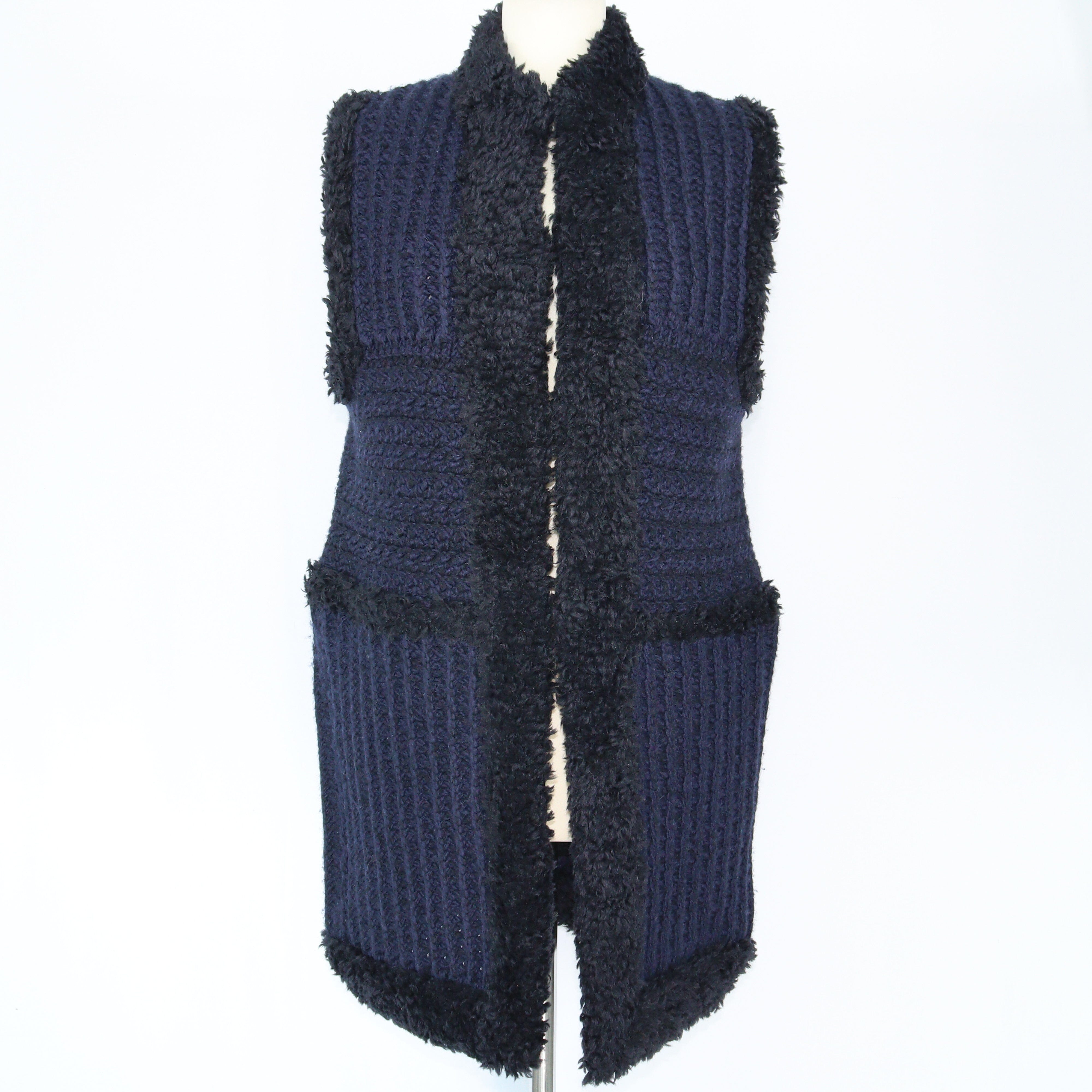 Blue/Black Chunky Knit Vest Jacket Clothing Dior