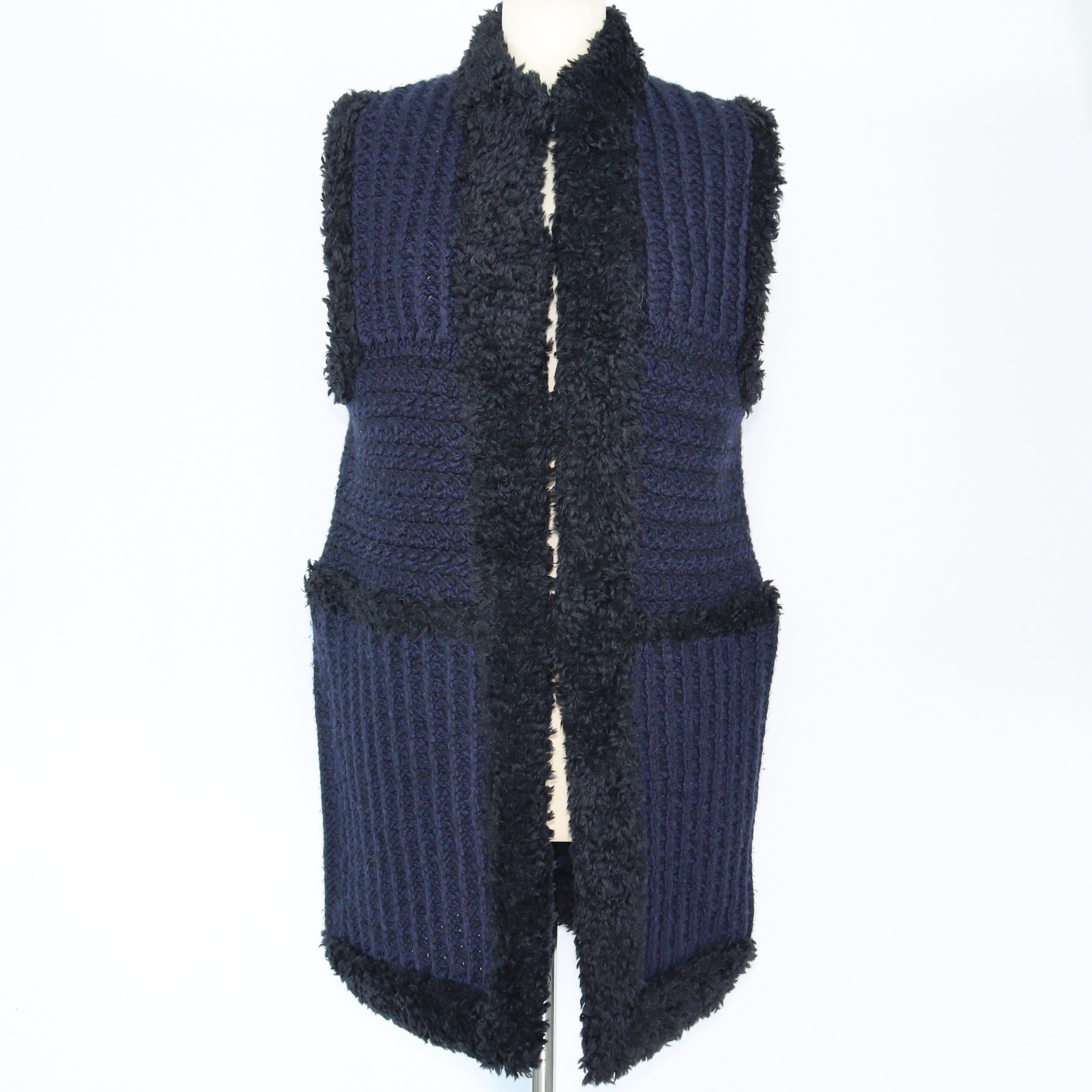 Blue/Black Chunky Knit Vest Jacket Clothing Dior 