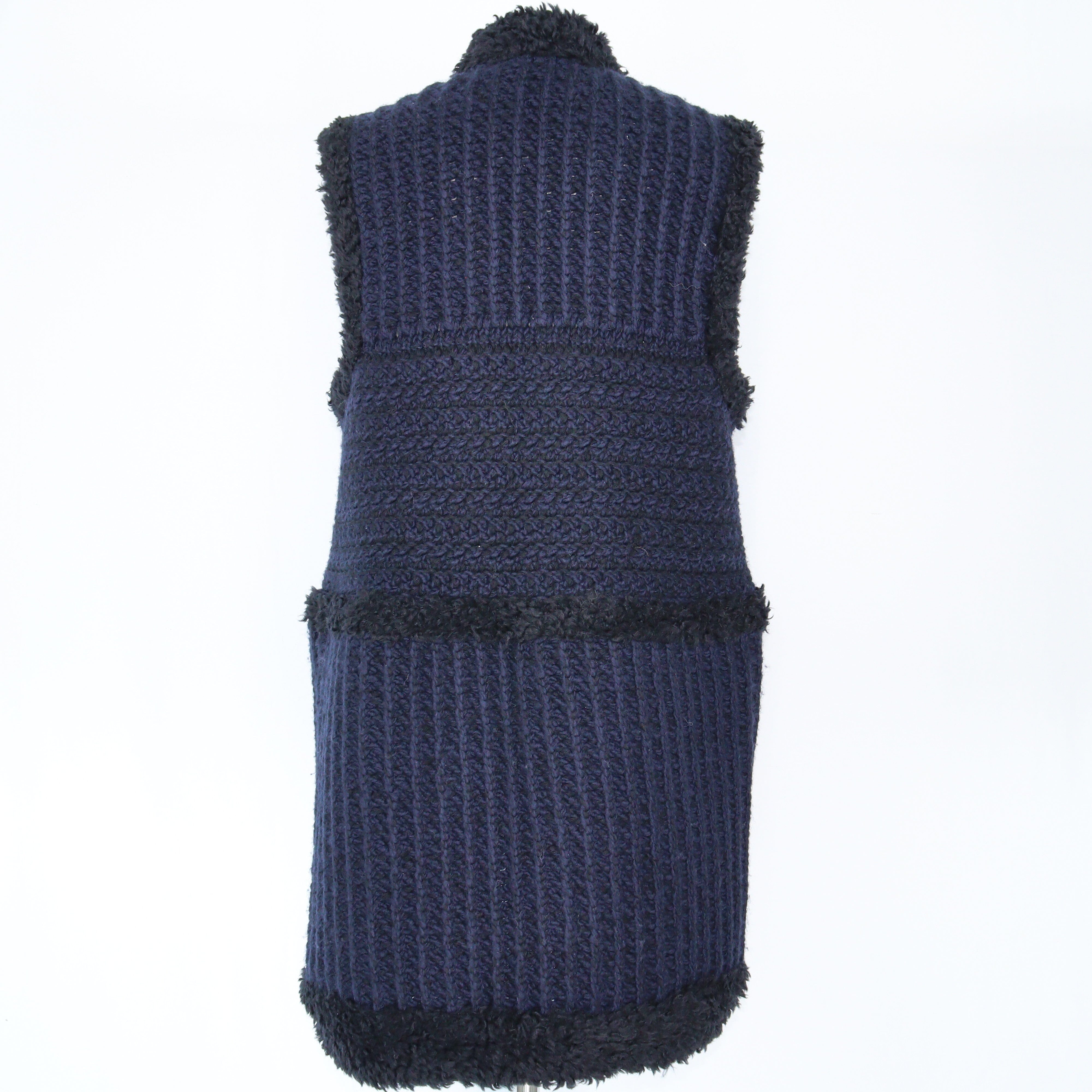 Blue/Black Chunky Knit Vest Jacket Clothing Dior