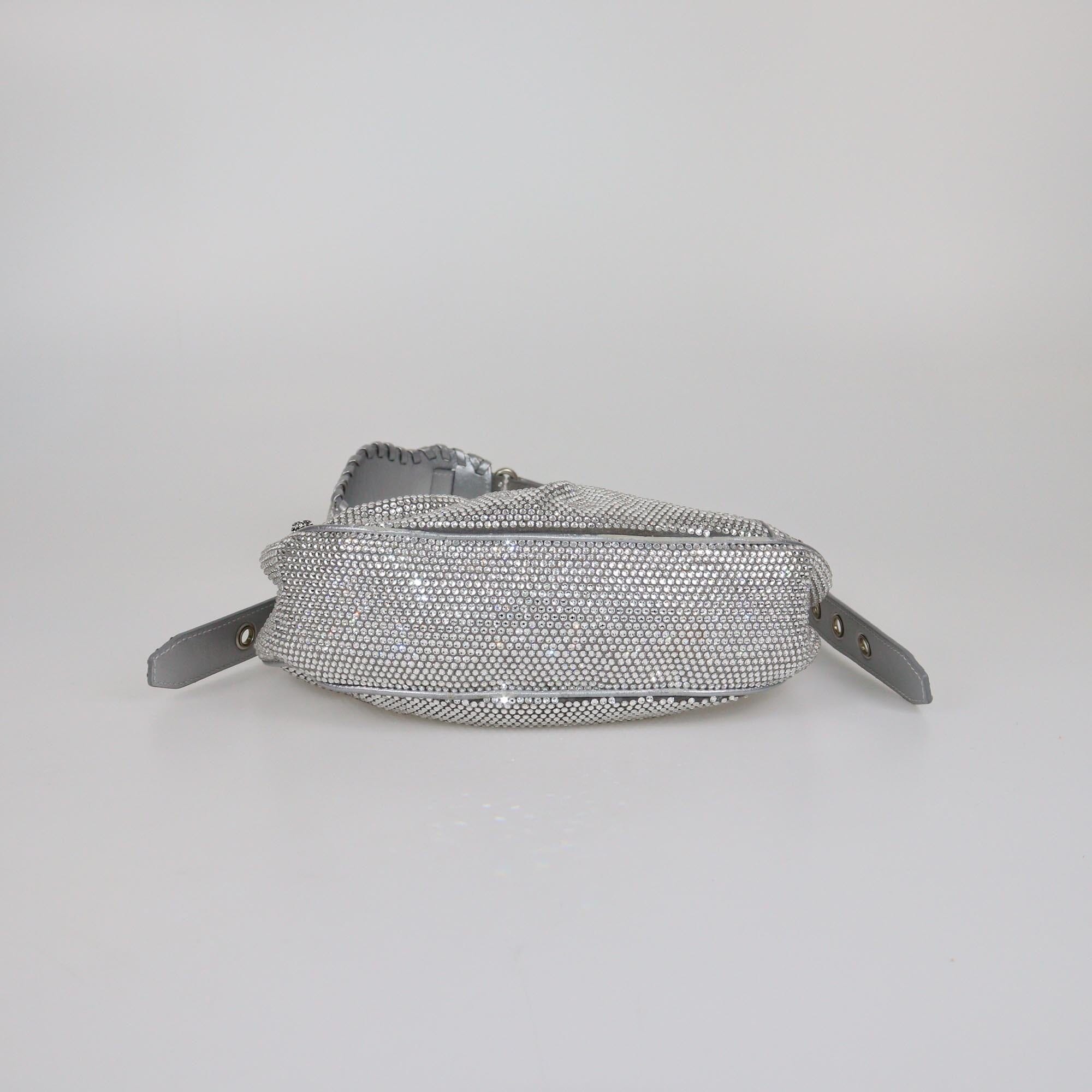 Balenciaga Grey/Silver Crystal Embellished XS Le Cagole Shoulder Bag Womens Balenciaga